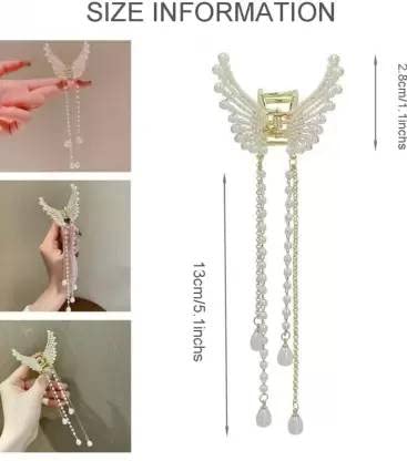 ALIBA COLLECTION Elegant Tassel Pearl Butterfly Hair Clip - Metal Hair Claw for Women - Hair Accessory Set for Bridal, Prom, Party & Special Occasions