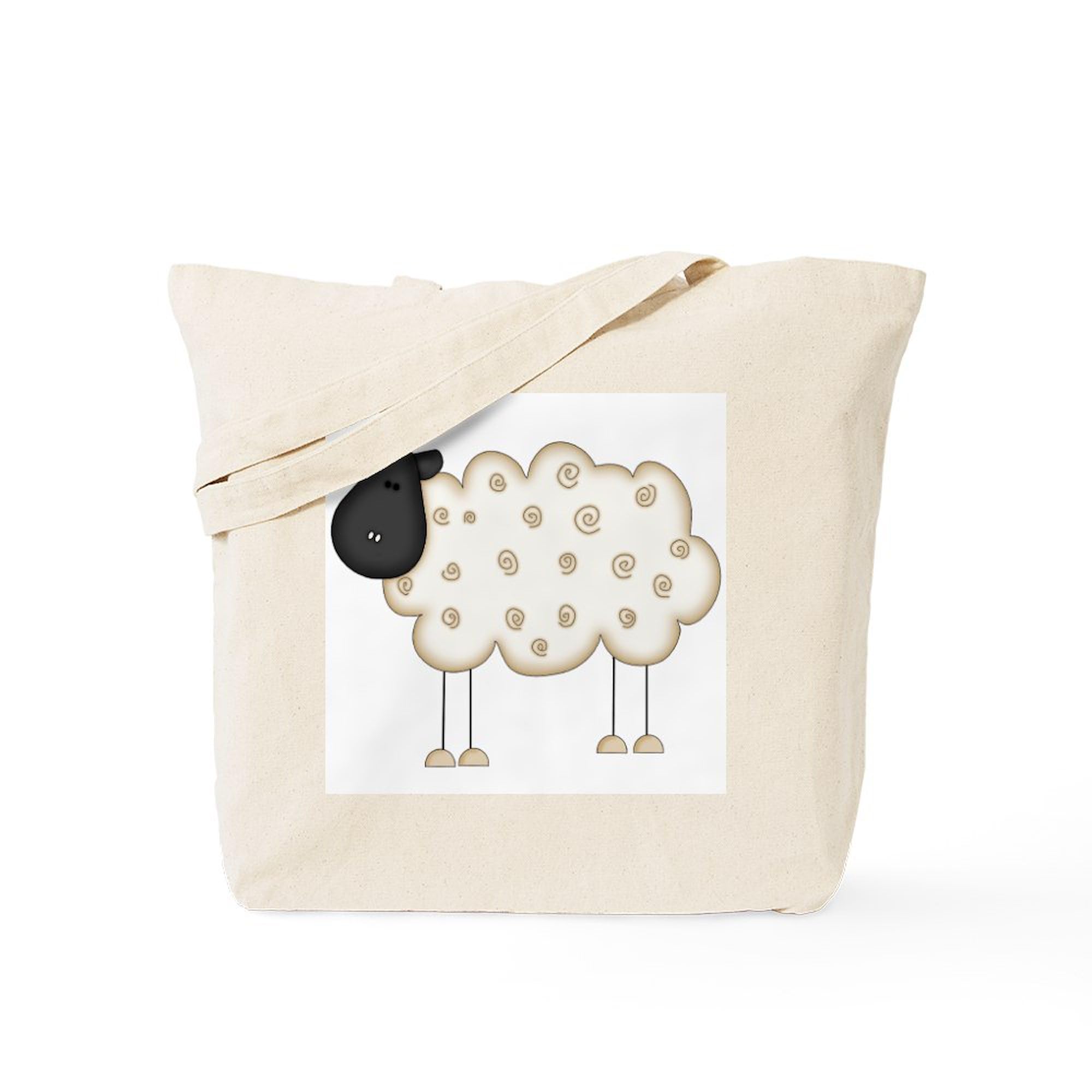 Stick Figure Sheep Tote Bag - Natural Canvas Reusable Shopping Bag for Groceries, Beach & Everyday Use | Eco-Friendly Cotton Tote with Funny Sheep Design