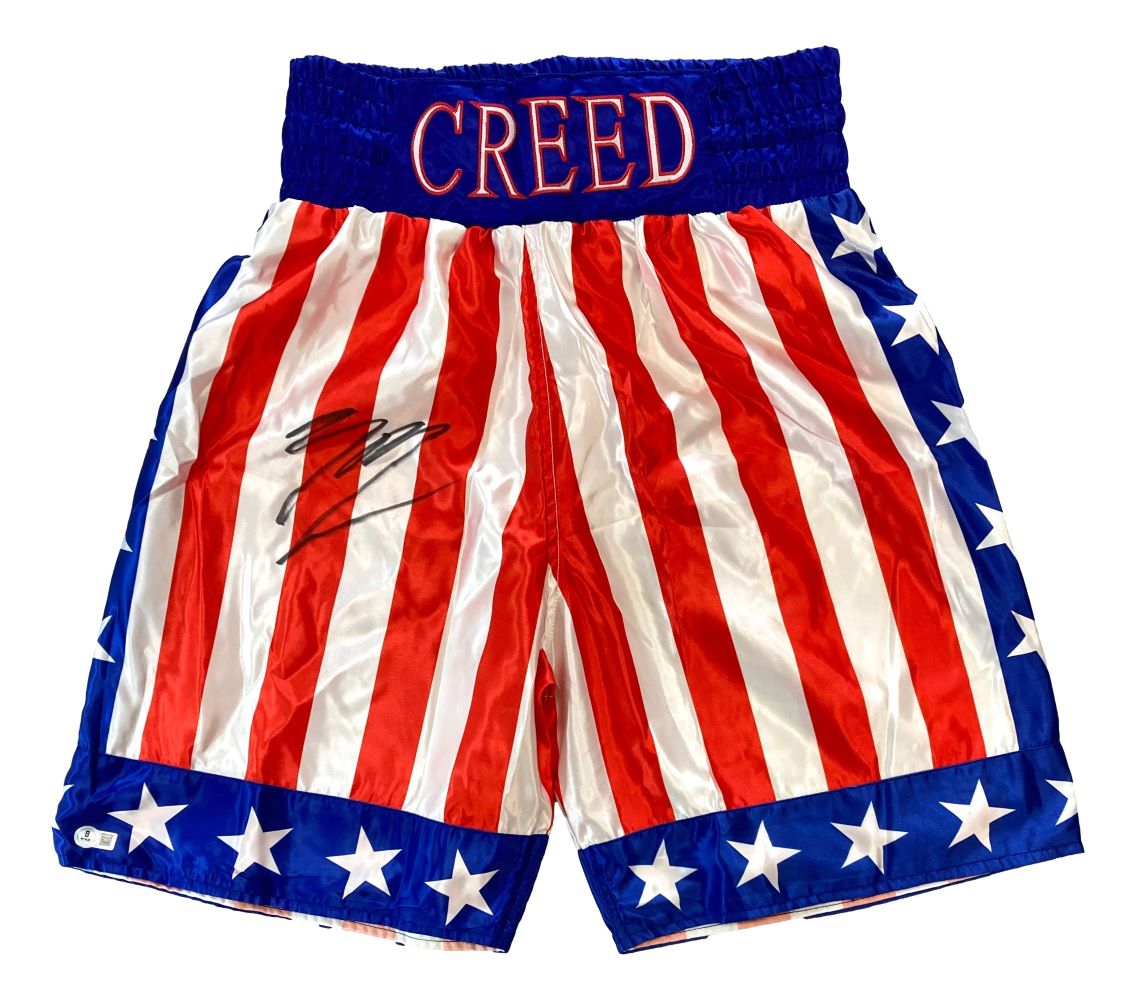 Michael B Jordan Creed Signed Authentic Boxing Trunks - Limited Edition Collectible for Boxing Fans - Perfect for Display, Memorabilia Collection, and Movie Merchandise