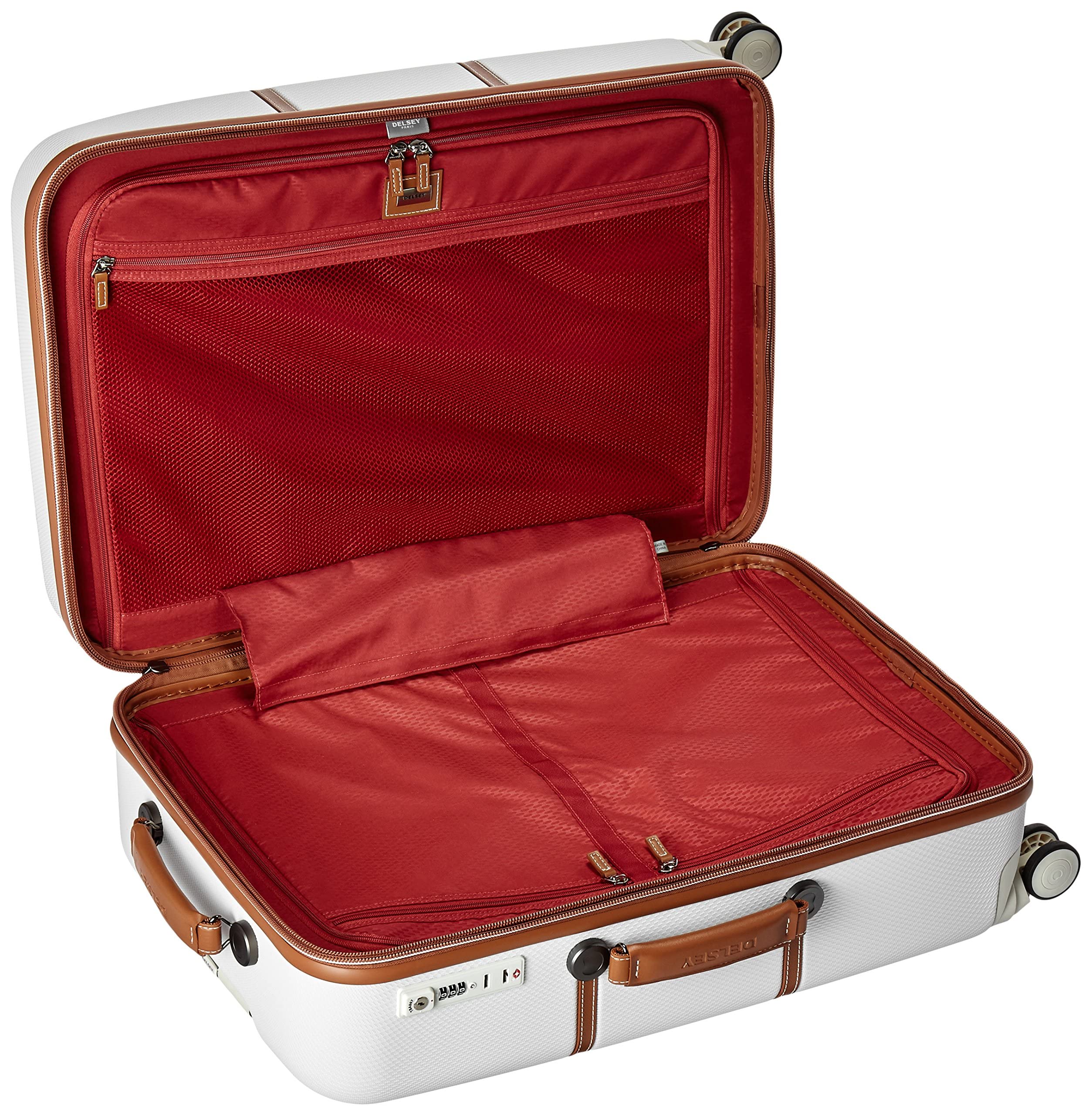 Delsey Paris Chatelet Hard+ Hardside Spinner Luggage 24 Inch Checked-Medium Suitcase - Champagne White | Durable Travel Bag for Business Trips & Vacation