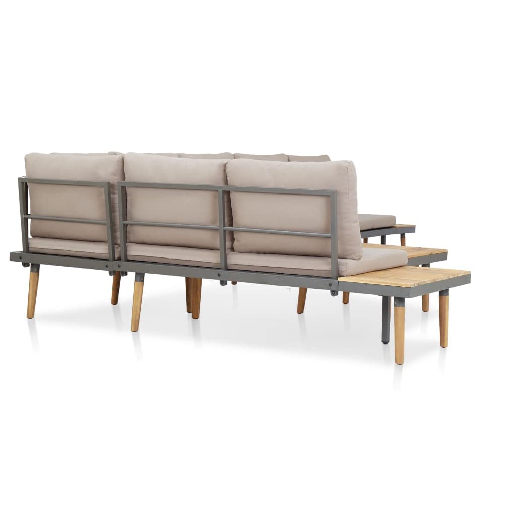 SKM 7-Piece Outdoor Patio Furniture Set with Cushions - Acacia Wood Sofa Sectional Lounge Set in Brown (6482) - Perfect for Backyard, Poolside & Garden Relaxation