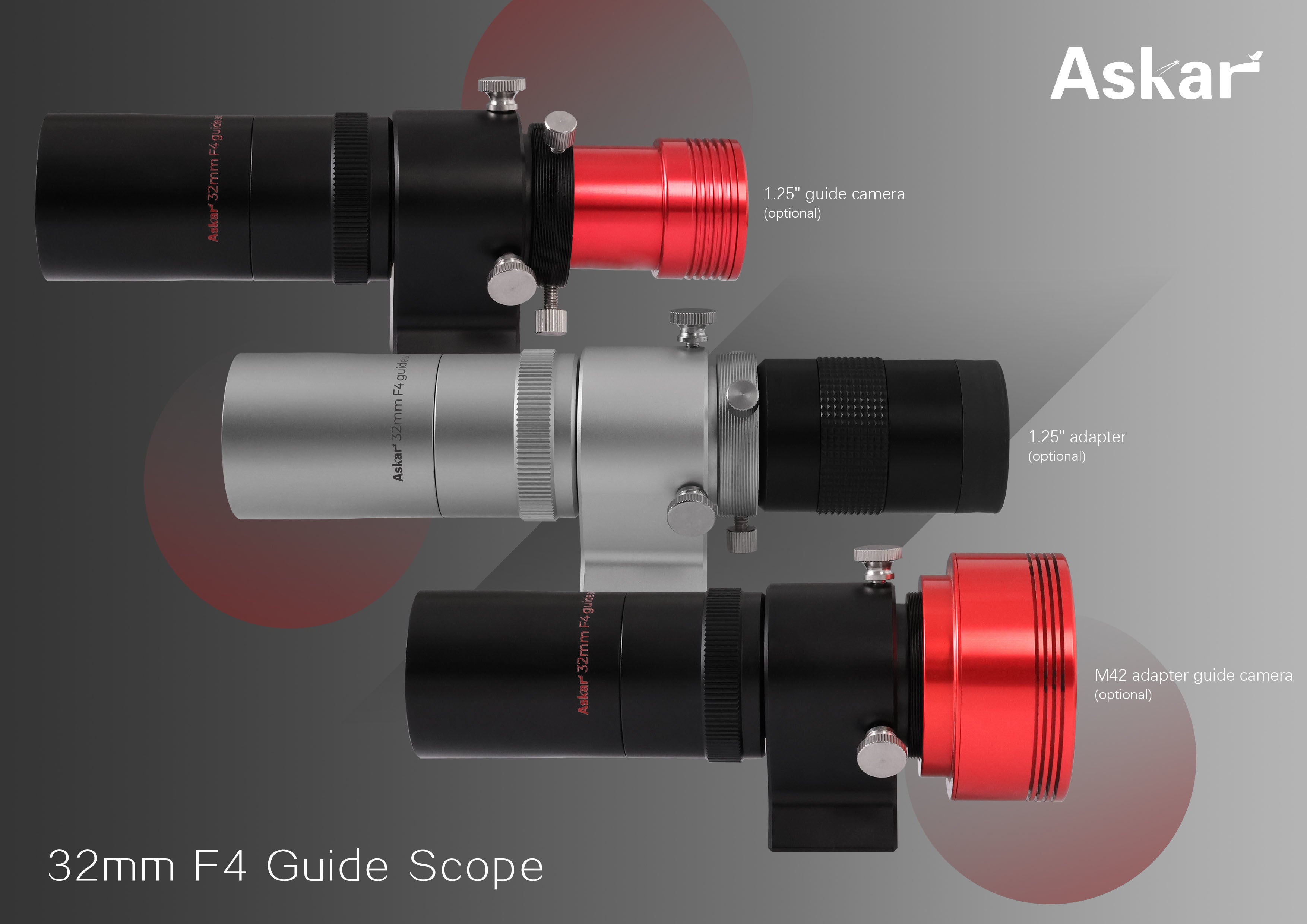 Askar 32mm F4 Guide Scope with Helical Focuser for Astrophotography - Silver or Black | Perfect for Telescope Guiding & Night Sky Observation