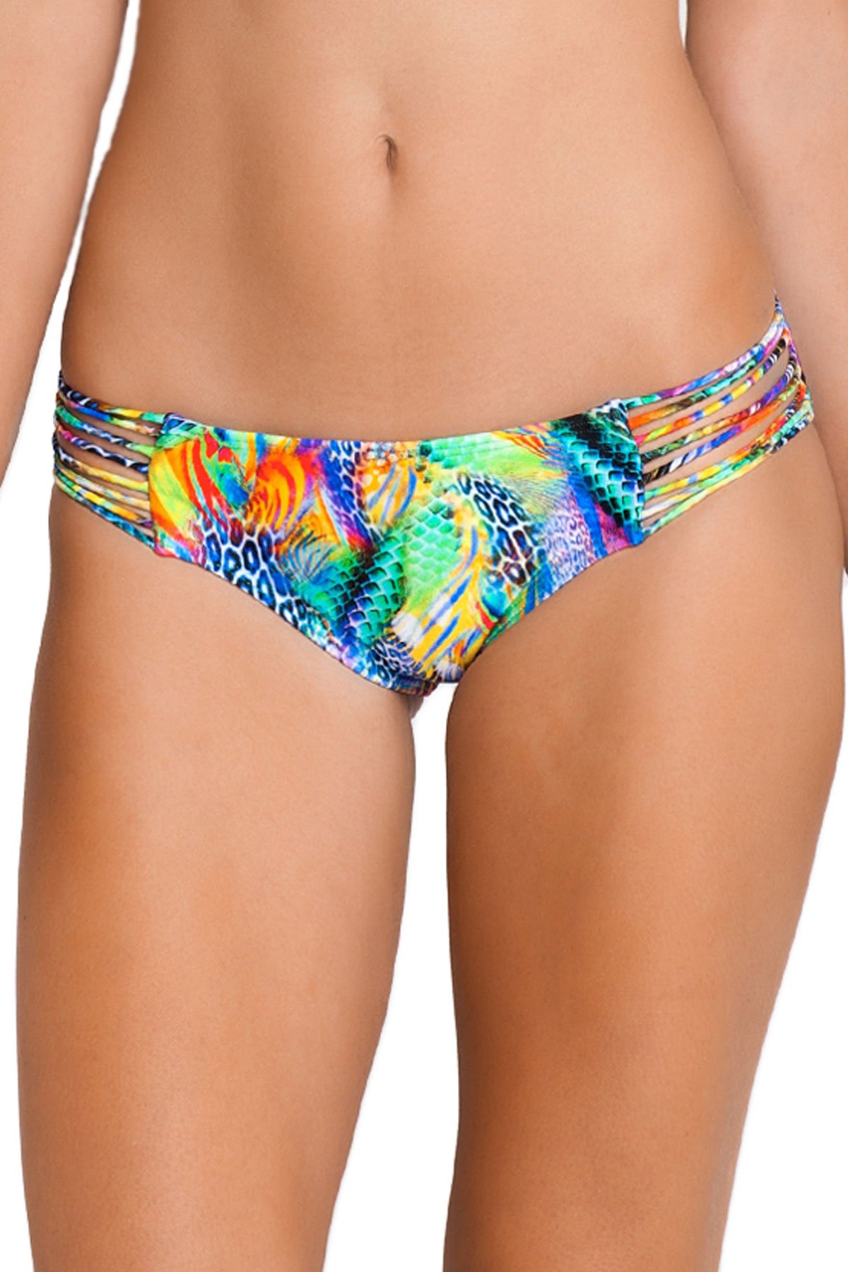 Luli Fama Women's Agua De Fuego Strings Full Bottom Bikini - Sexy Brazilian Swimwear for Beach & Pool Vacation