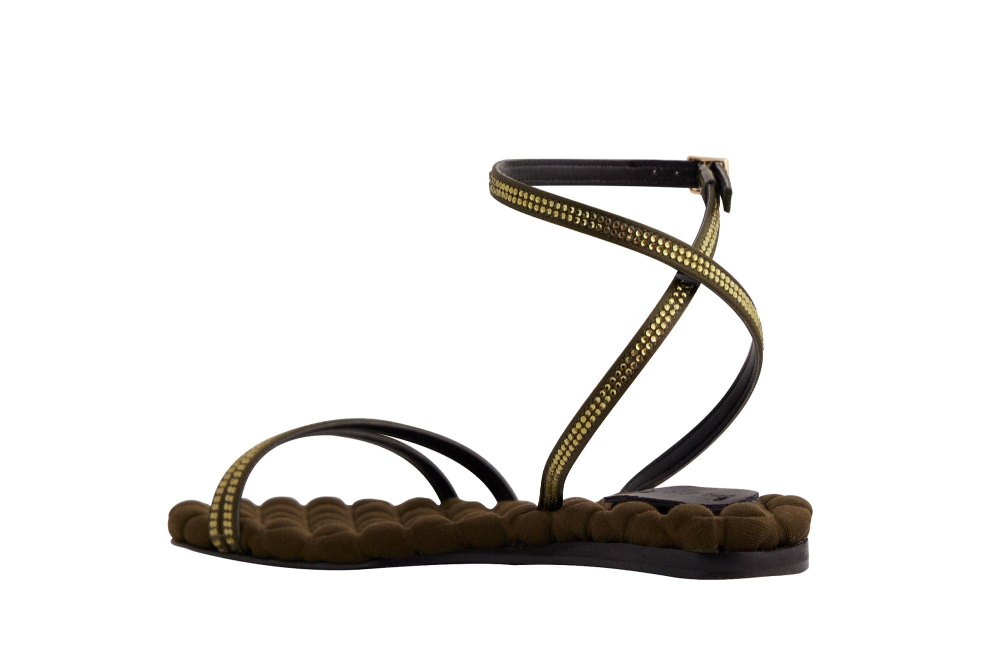 Faye Vegan Cotton Cushioned Sandals for Women - Military Crystal Comfortable Summer Slides | Perfect for Beach, Vacation, and Casual Everyday Wear