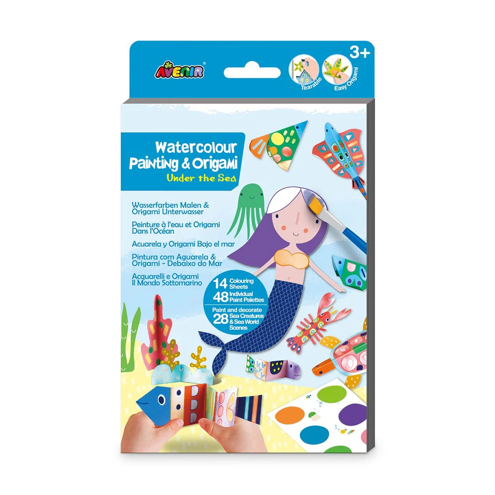 Avenir Watercolor Painting & Origami Under The Sea Kit - Creative Art Set for Kids & Adults, DIY Ocean Themed Crafts, Perfect for Home Decor, School Projects & Relaxation