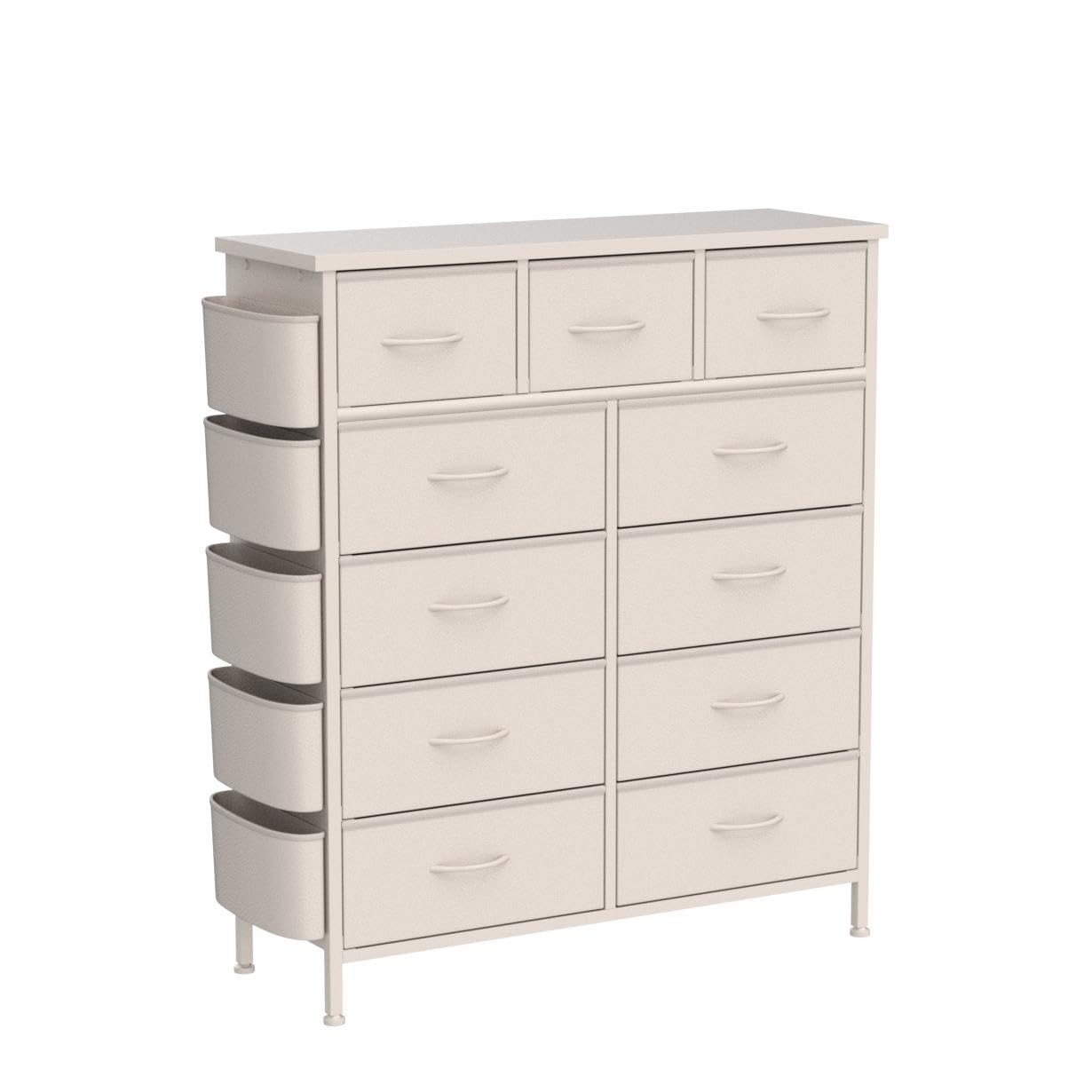 11-Drawer Dresser for Bedroom with Side Pockets & Hooks - Wood Top Steel Frame Fabric Storage Organizer with Pull Handles | Perfect for Closet Organization & Small Space Bedroom Storage
