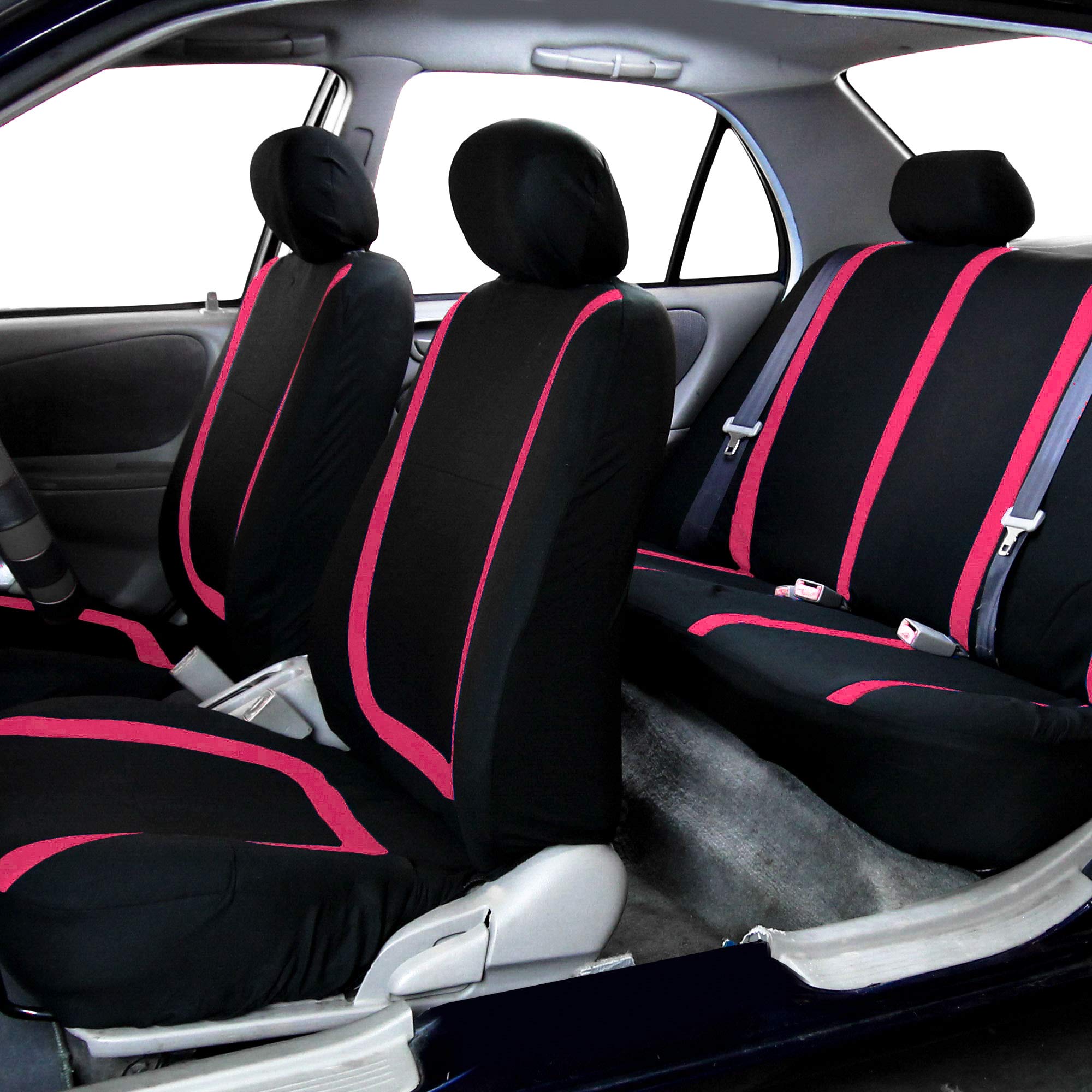 TLH Pink Universal Car Seat Covers & Mats Set for SUV, Van, Car
