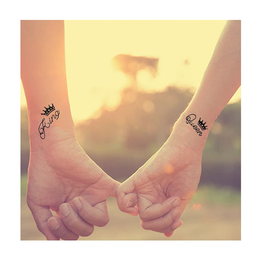 Comet Busters King & Queen Temporary Tattoos - Cute Couple Body Art Stickers (BT036) - Perfect for Date Nights, Cosplay & Couple Matching Outfits