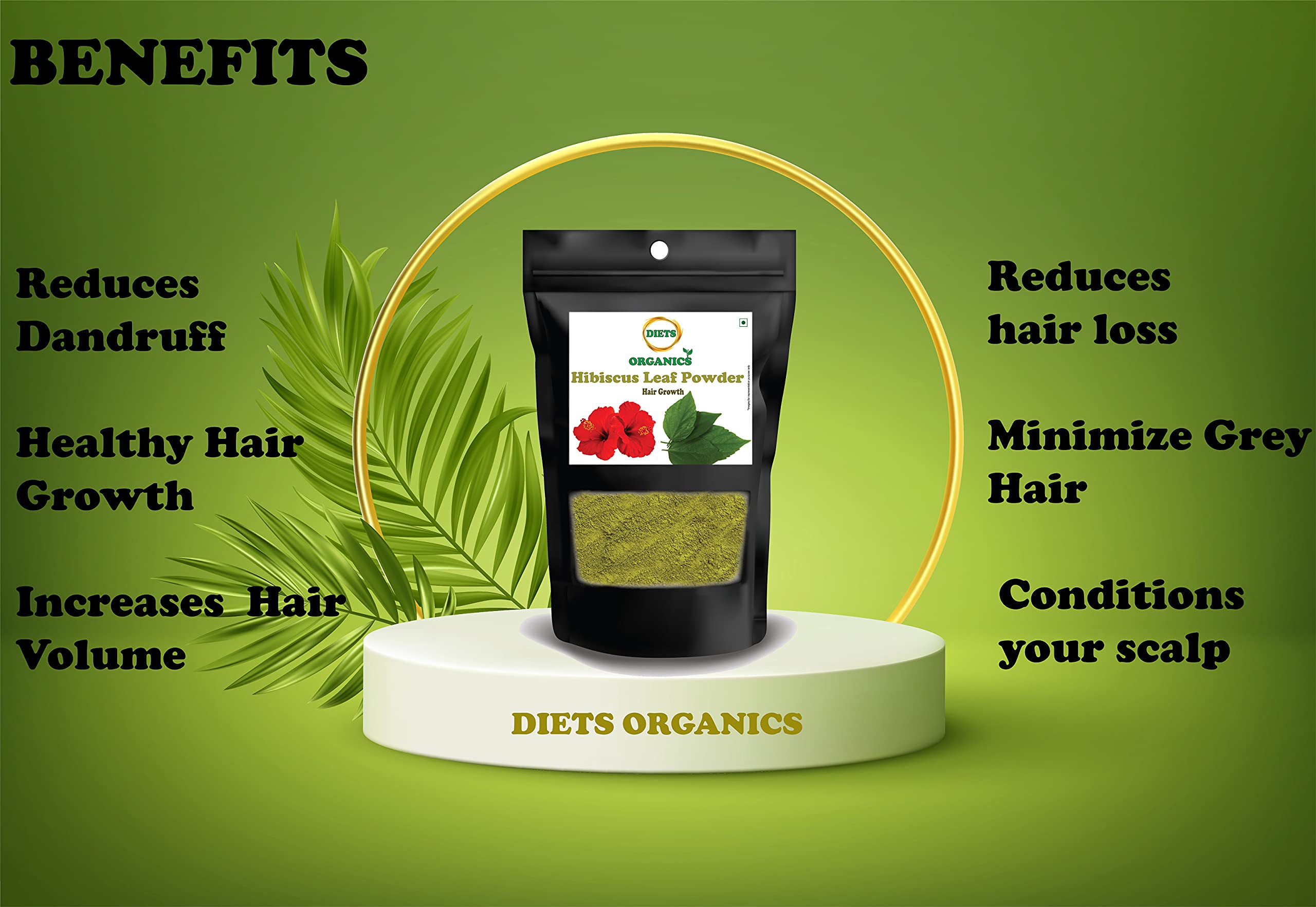 Organic Hibiscus Leaf Powder for Hair Growth & Care - 100g | Natural Hair Treatment for Stronger, Shinier Locks | DIY Hair Masks & Scalp Treatments