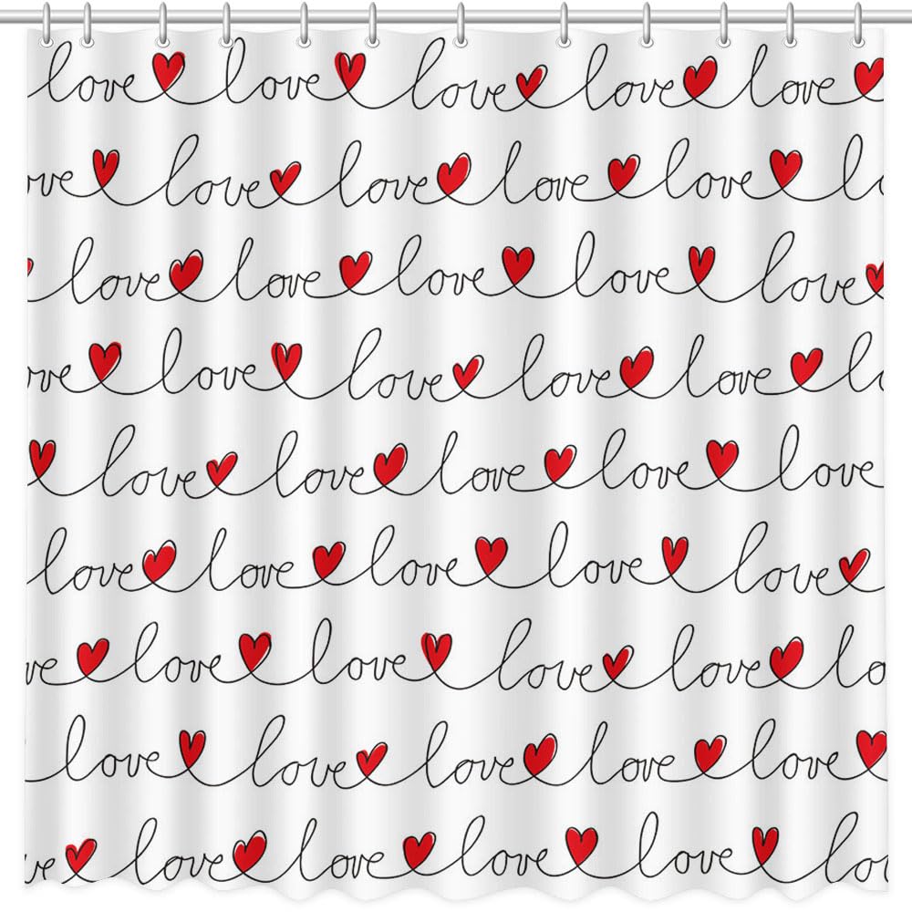 MEHOFOND Valentine's Day Shower Curtain - Romantic Love Heart Design, 72x72 Inch Waterproof Bathroom Decor for Couples - Perfect for Anniversary, Wedding, or Valentine's Gift - Durable & Washable Polyester Fabric