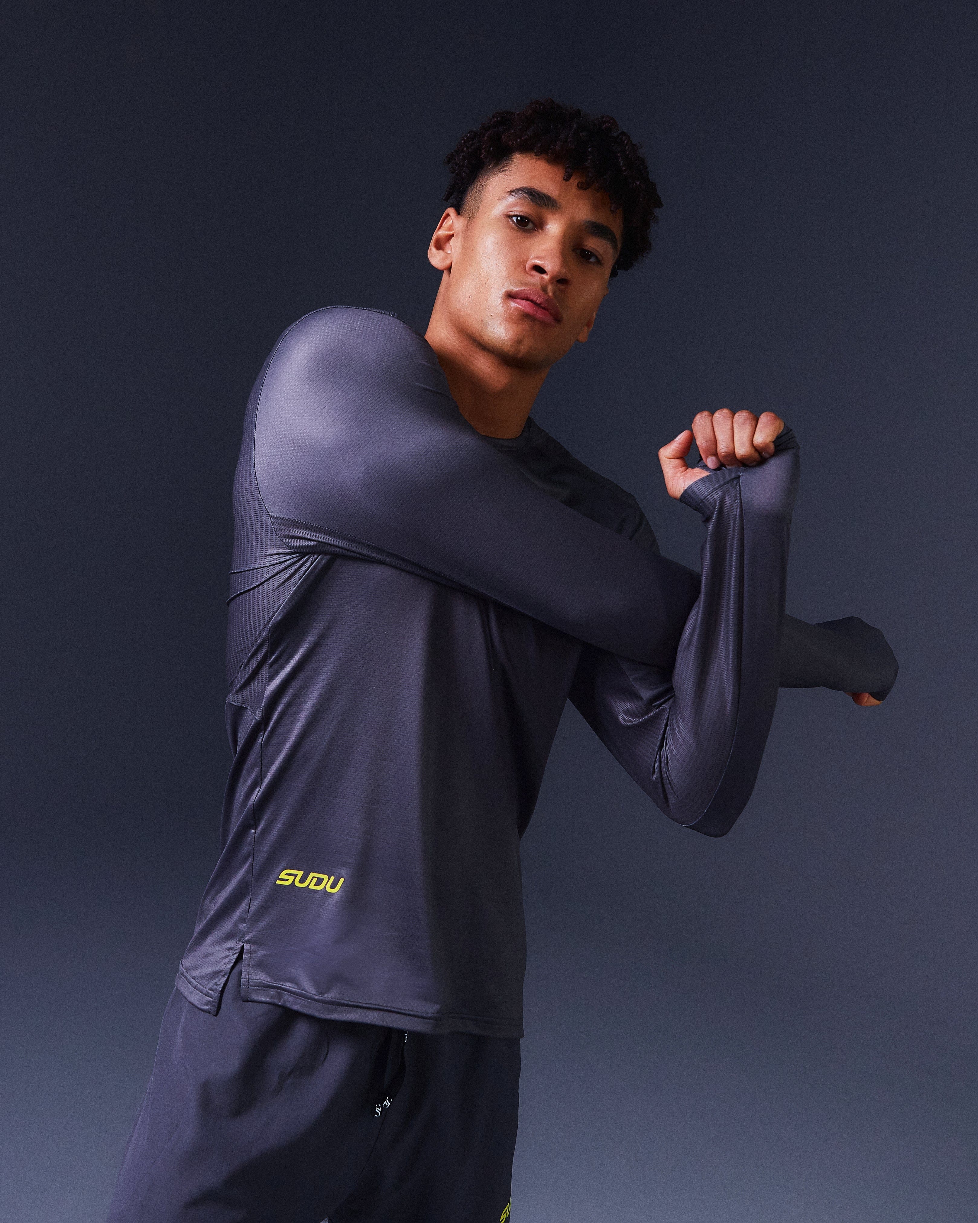SRT LS 01 Long Sleeve Performance Shirt - Grey & Yellow - Moisture Wicking, Breathable for Outdoor Sports & Casual Wear
