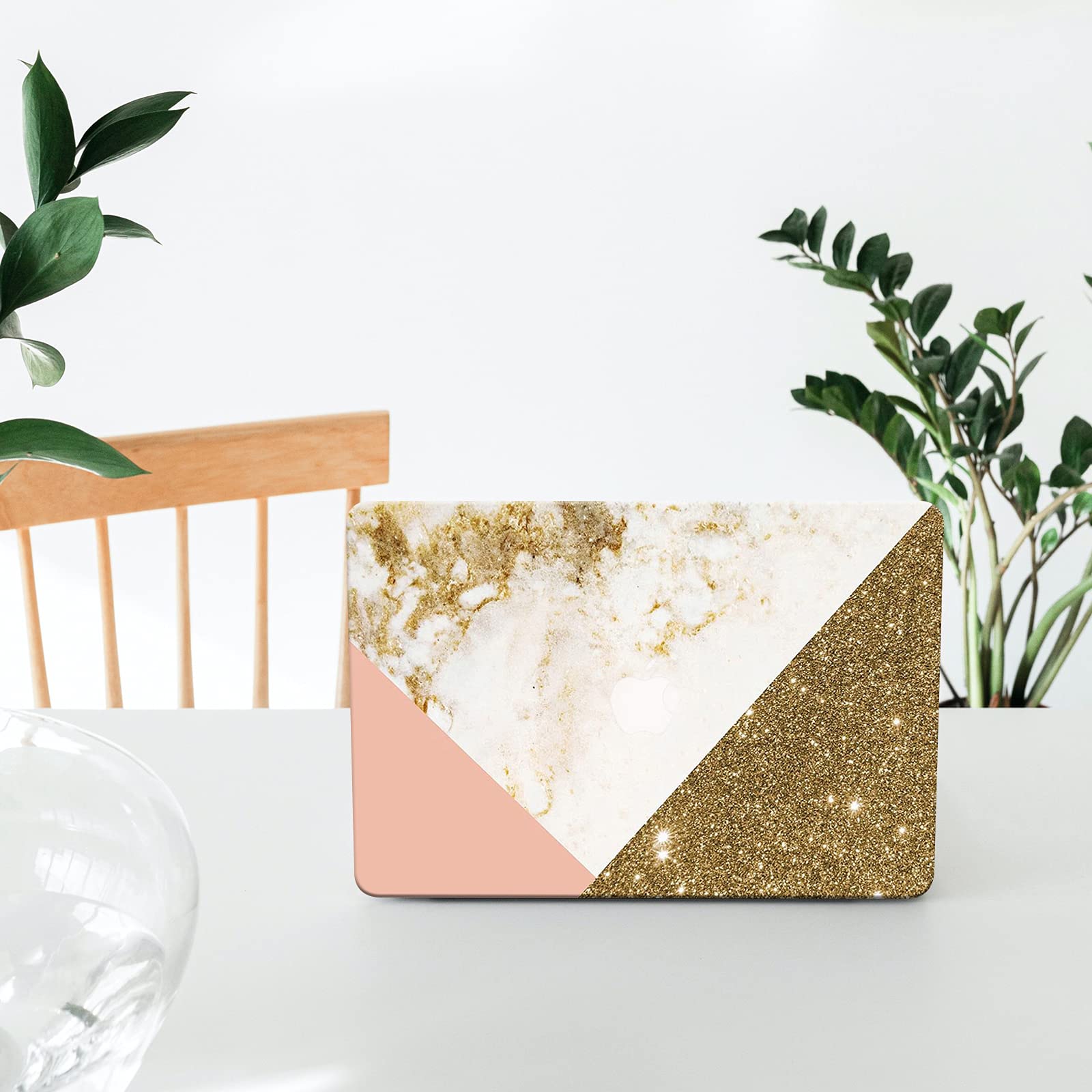 Funut Hard Plastic Shell Case & Keyboard Cover for MacBook Air 13 inch (2020-2021 M1 A2337/A2179/A1932 Models) - Shiny Marble Design | Protective Cover for Work, School & Travel