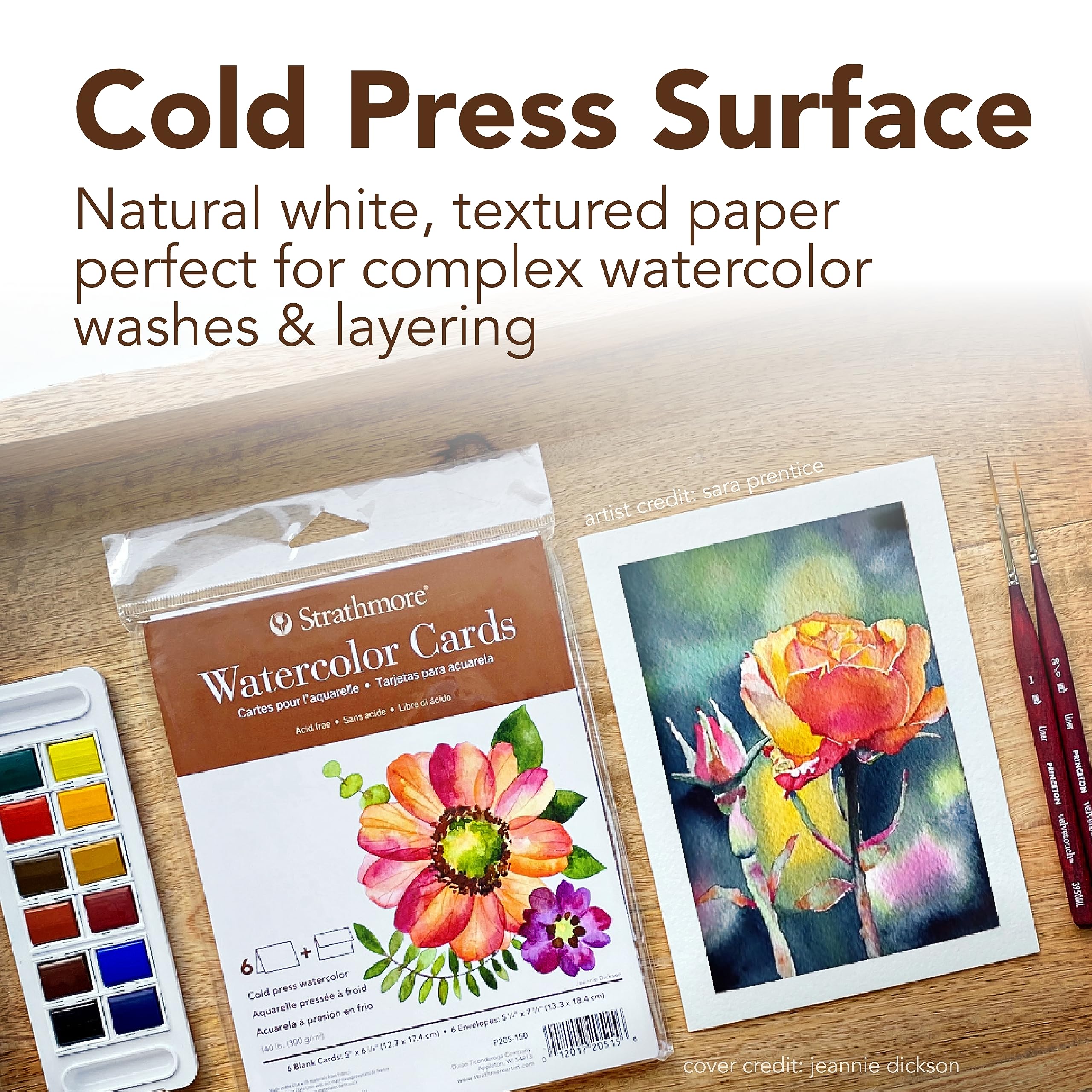 Strathmore 400 Series Watercolor Cards - 5x6.875 Inches Cold Press Paper, 6 Pack with Envelopes | Premium Handmade Greeting Cards for Weddings, Birthdays & Special Events | Perfect for DIY Invitations, Thank You Notes & Artistic Projects