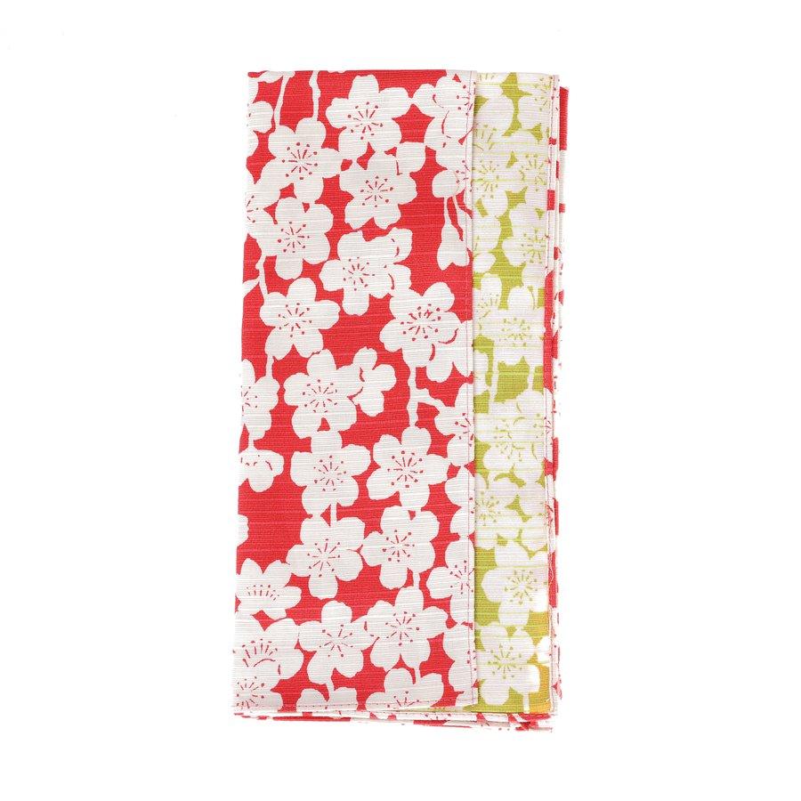 YAMADASENI Furoshiki Sakura Pink & Green 48X48cm (34g) - Japanese Wrapping Cloth for Gifts, Bento, and Home Decor