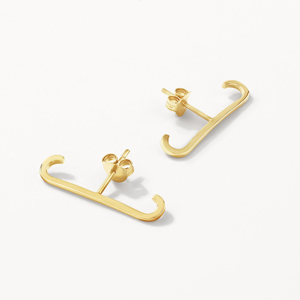 Gold Plain Suspender Stud Earrings - Elegant Minimalist Jewelry for Women, Perfect for Daily Wear & Special Occasions
