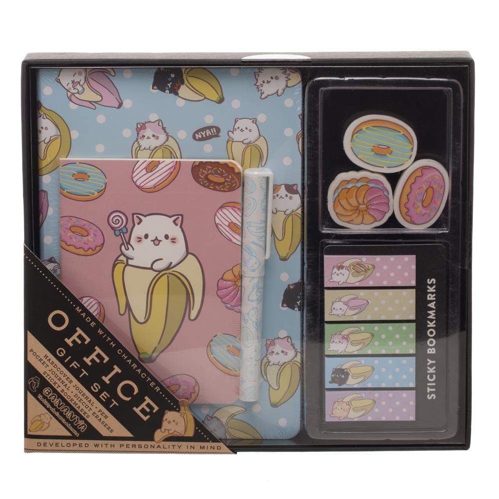 Bananya Anime Stationery Set - Cute Cat School & Office Supplies - Kawaii Notebooks, Pens & Accessories for Students, Work & Gift Giving