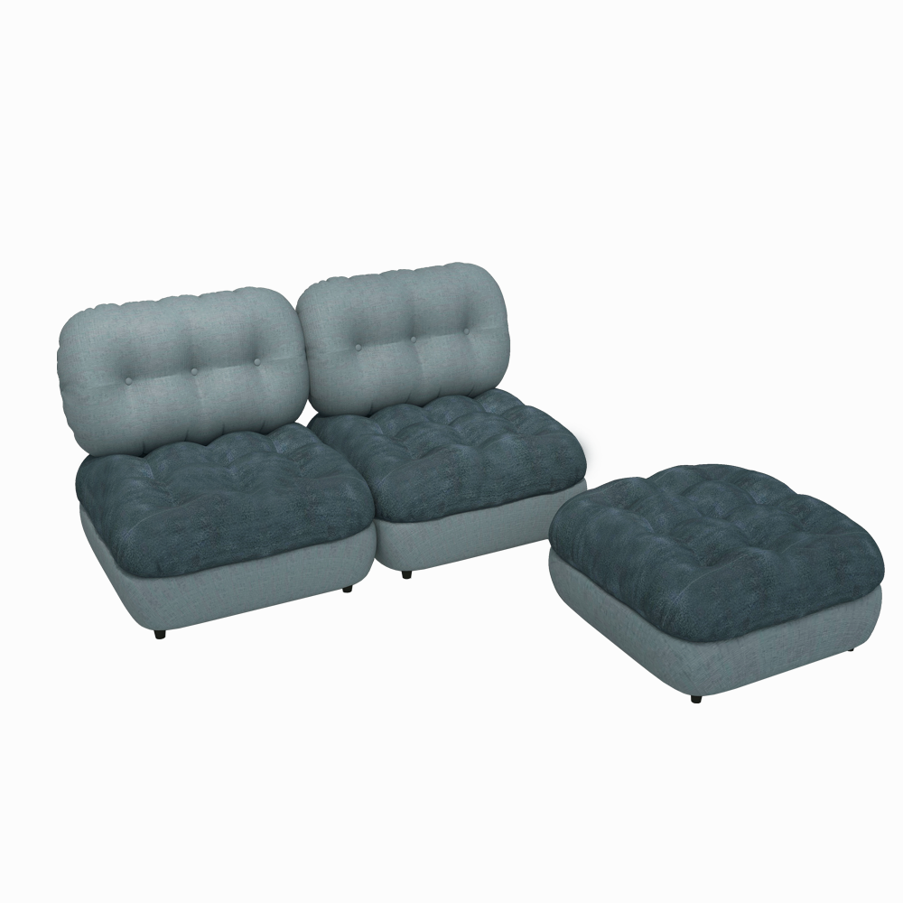 Modern Marlow 2-Seater Sectional Sofa with Ottoman - Comfortable Small Space Living Room Furniture for Apartments & Cozy Homes