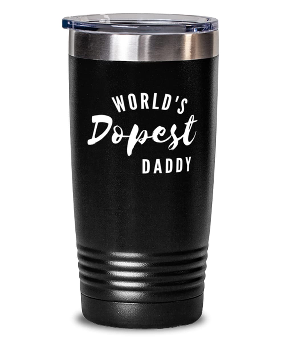 World's Best Dad 20oz Black Insulated Tumbler - Funny Sarcastic Coffee Cup for Father's Day Gifts, Birthday Presents - Perfect for Office, Travel & Outdoor Activities