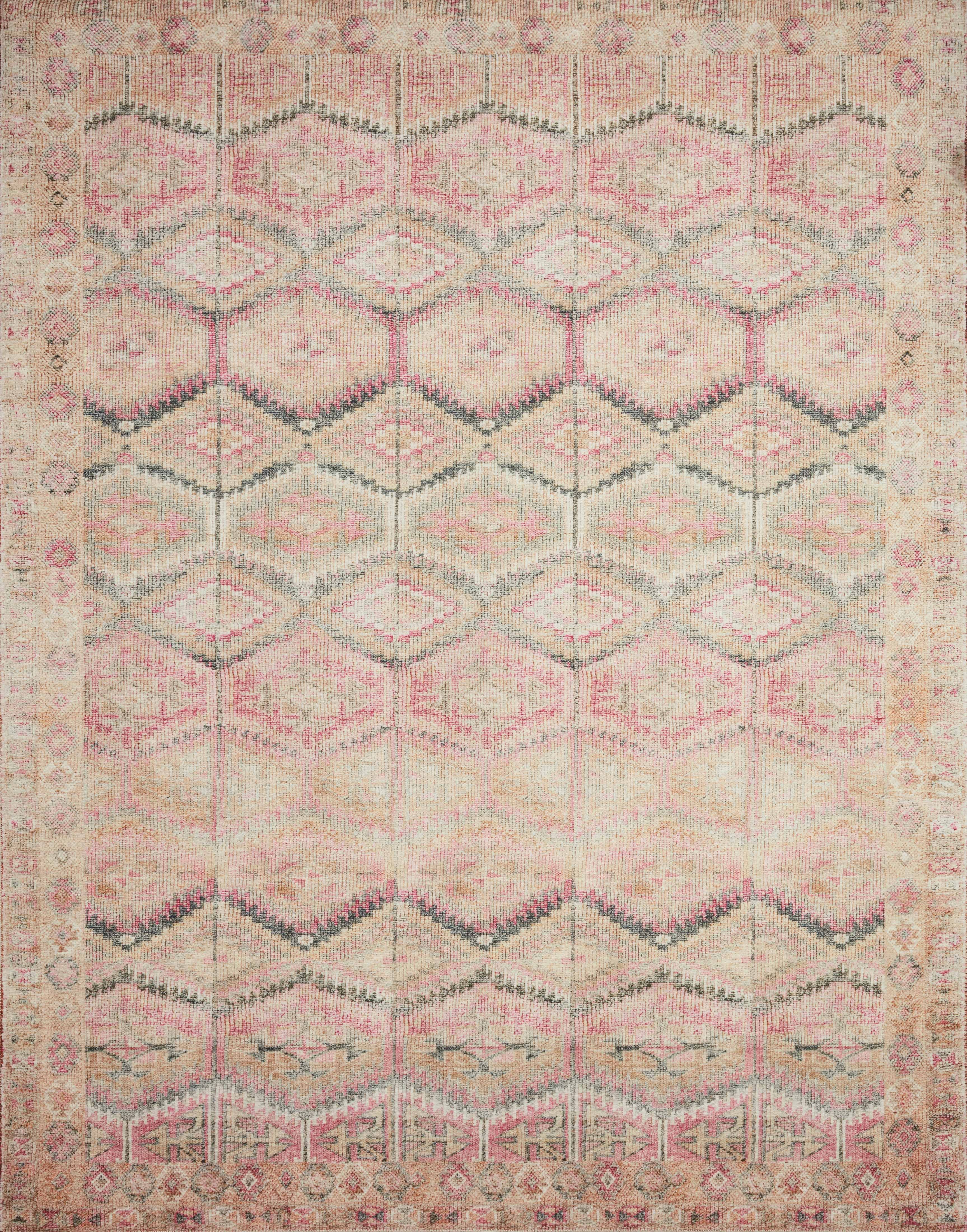 Loloi II Layla Rug - Soft Bohemian Area Rug in Pink & Lagoon for Living Room, Bedroom, or Nursery Decor