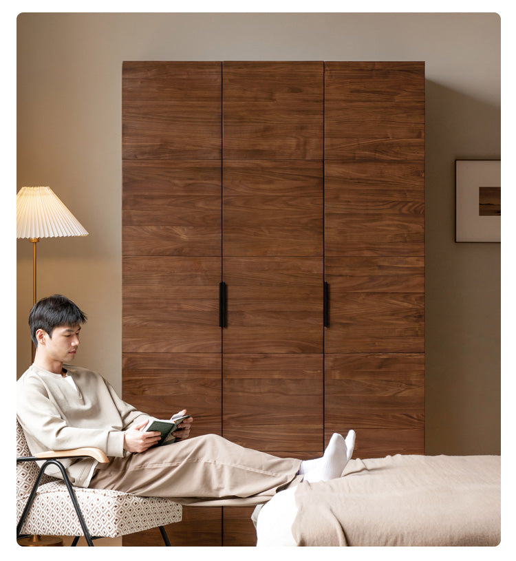 Premium Black Walnut Solid Wood Wardrobe Closet - Spacious Storage for Bedroom, Walk-In Closet & Guest Room Organization