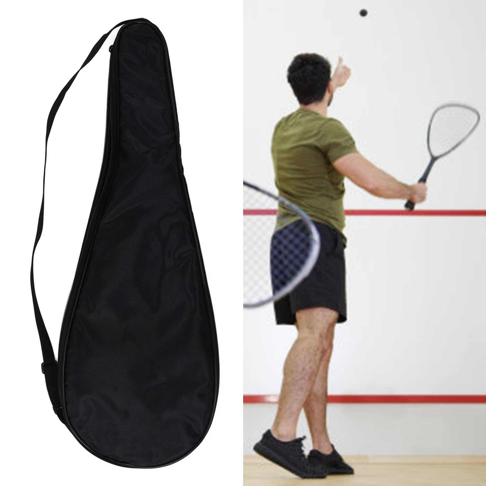 Premium Racquetball & Squash Racket Bag - Lightweight Padded Cover with Accessory Pocket & Adjustable Shoulder Strap | Perfect for Court Sports, Gym Storage & Travel Protection
