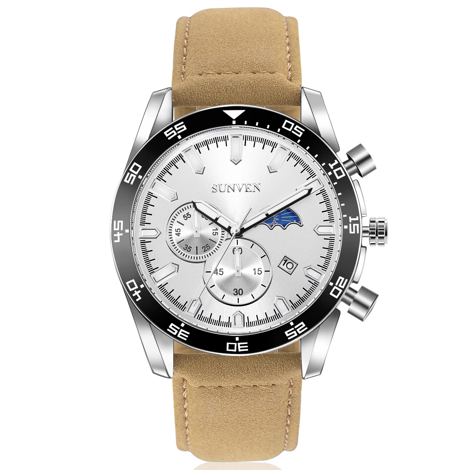 **SUNVEN Men's Big Face Chronograph Watch - Waterproof Quartz Analog Wristwatch for Casual, Business & Outdoor Activities**