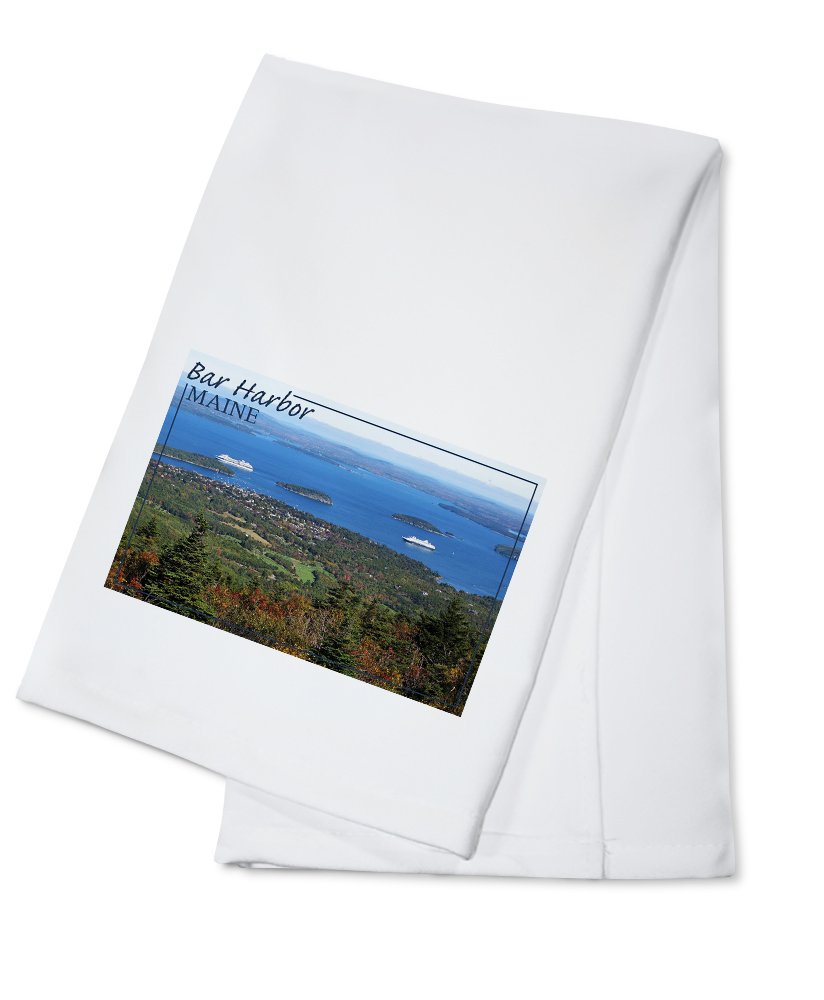 Bar Harbor Maine Aerial View 100% Cotton Tea Towel - Decorative Hand Towel for Kitchen & Home - Perfect for Dish Drying, Gift Giving & Coastal Decor