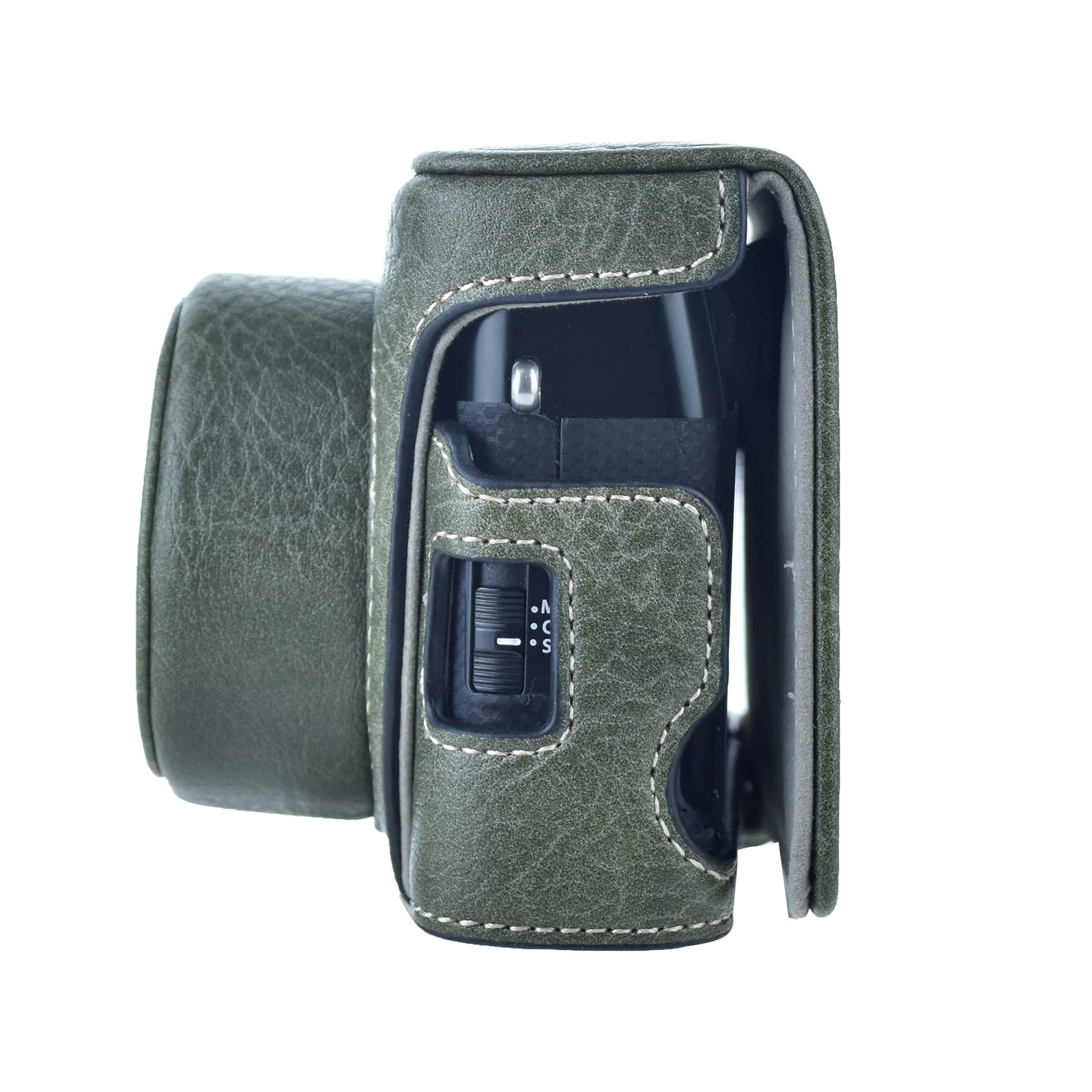 Rieibi X100V Camera Case - Vintage Leather Protective Cover for Fujifilm X100V Digital Camera with Strap & Grip - Green - Perfect for Travel, Street Photography & Everyday Use