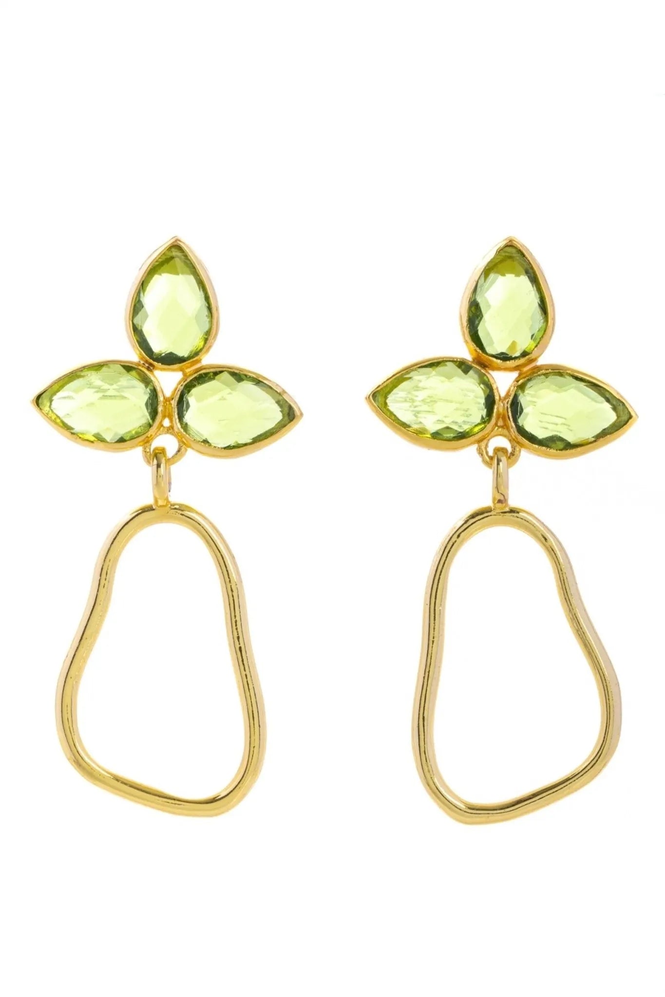 Triple Gemstone Abstract Dangle Earrings for Women - Elegant Bohemian Jewelry for Party, Wedding & Special Occasions