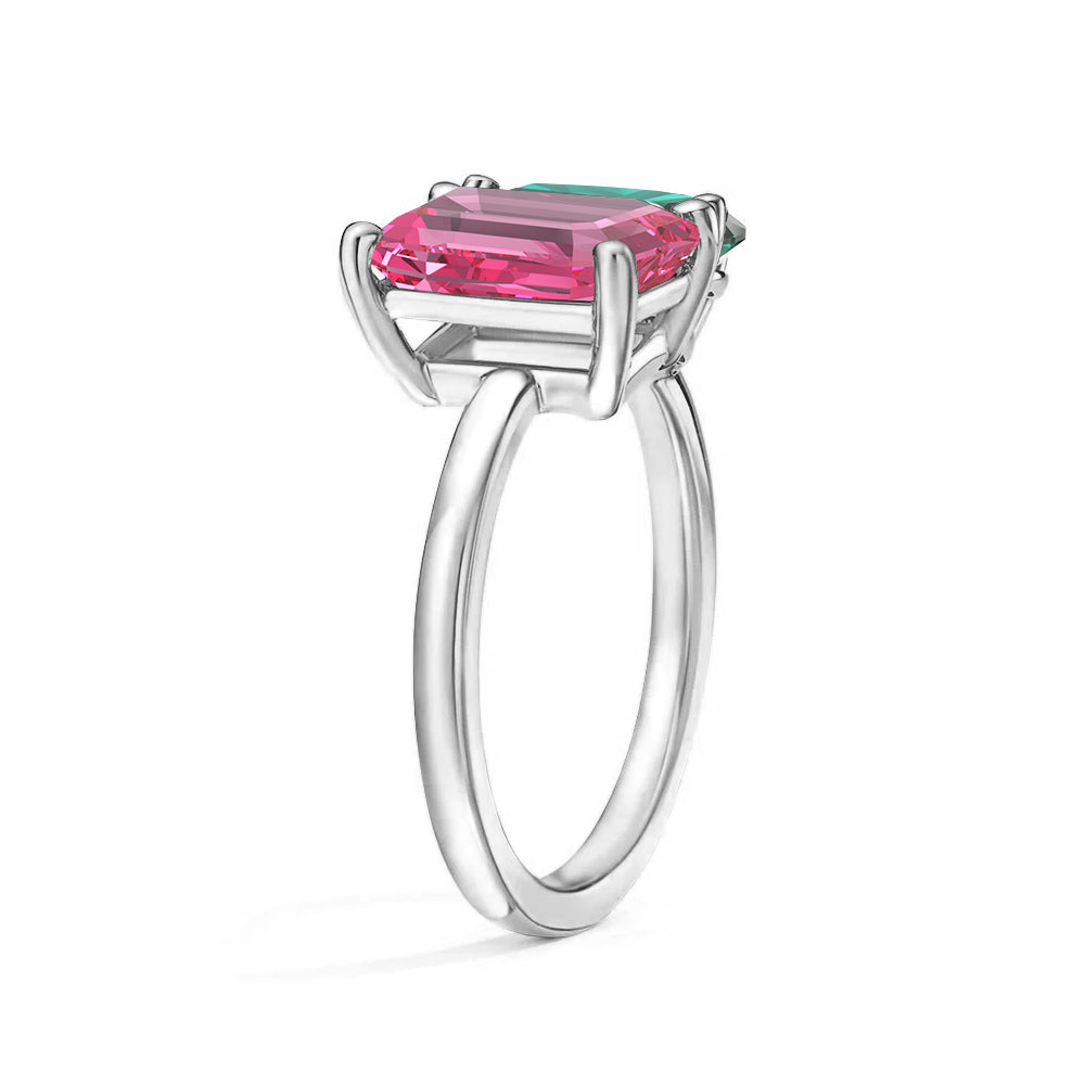 Personalized Pink Tourmaline Toi et Moi Ring - Custom Birthstone Anniversary Jewelry for Couples, Women's Romantic Gift for Valentine's Day, Engagement or Special Occasions