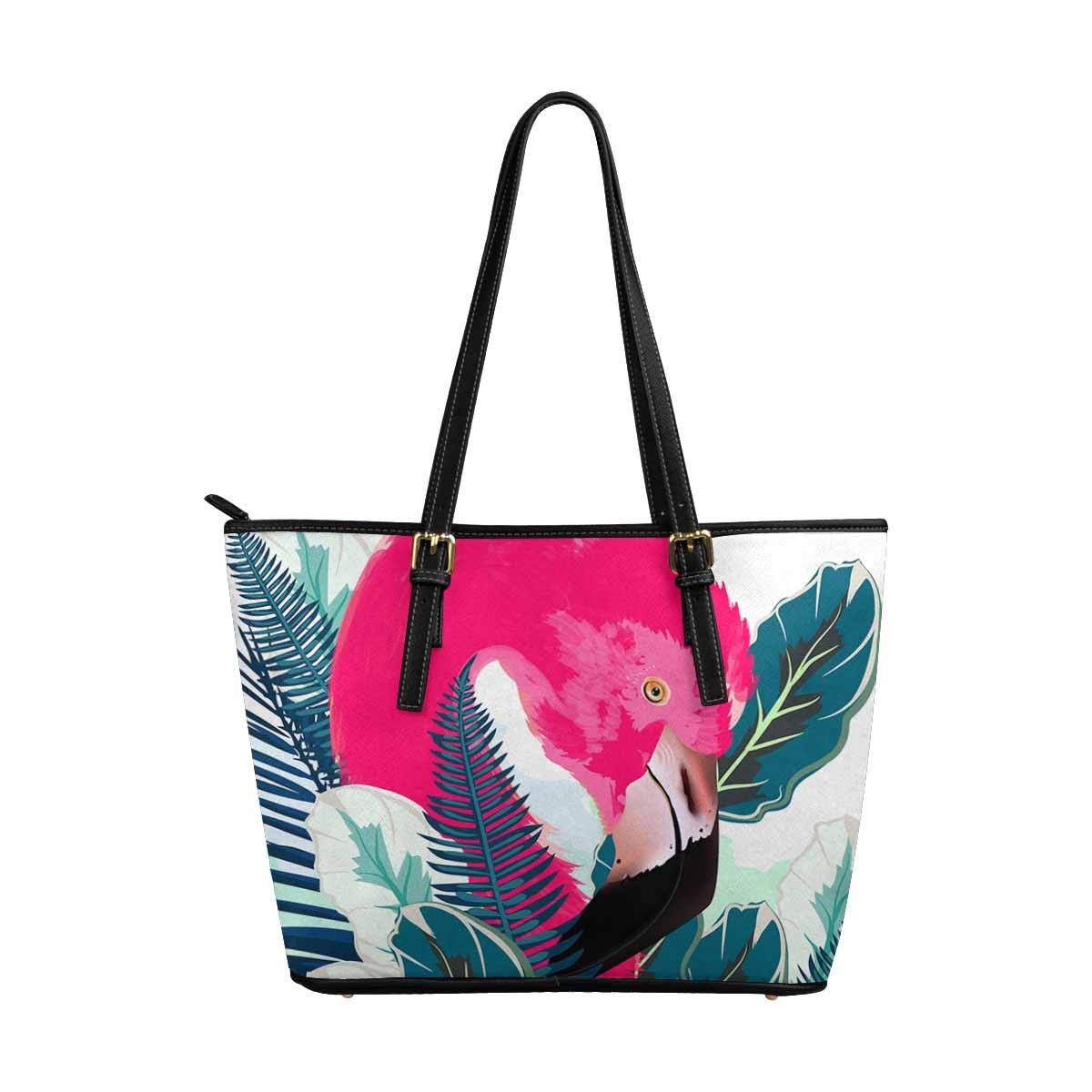 Stylish Pink Flamingo Print Leather Tote Bag for Women - Fashionable Shoulder Handbag with Artistic Design - Perfect for Work, Travel & Shopping