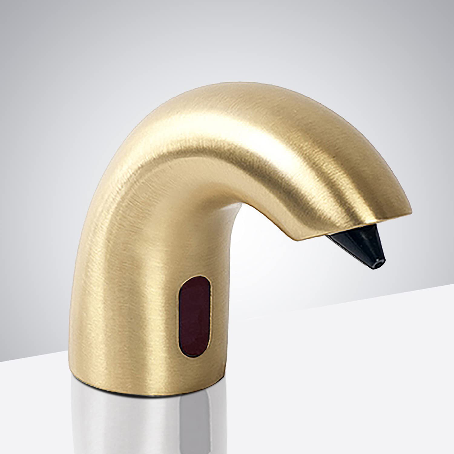 Fontana Showers Verona FS1136 Commercial Automatic Soap Dispenser - Solid Brass Sensor Soap Dispenser with Brushed Gold Finish - Deck Mount for Restaurants, Hotels, and Luxury Bathrooms