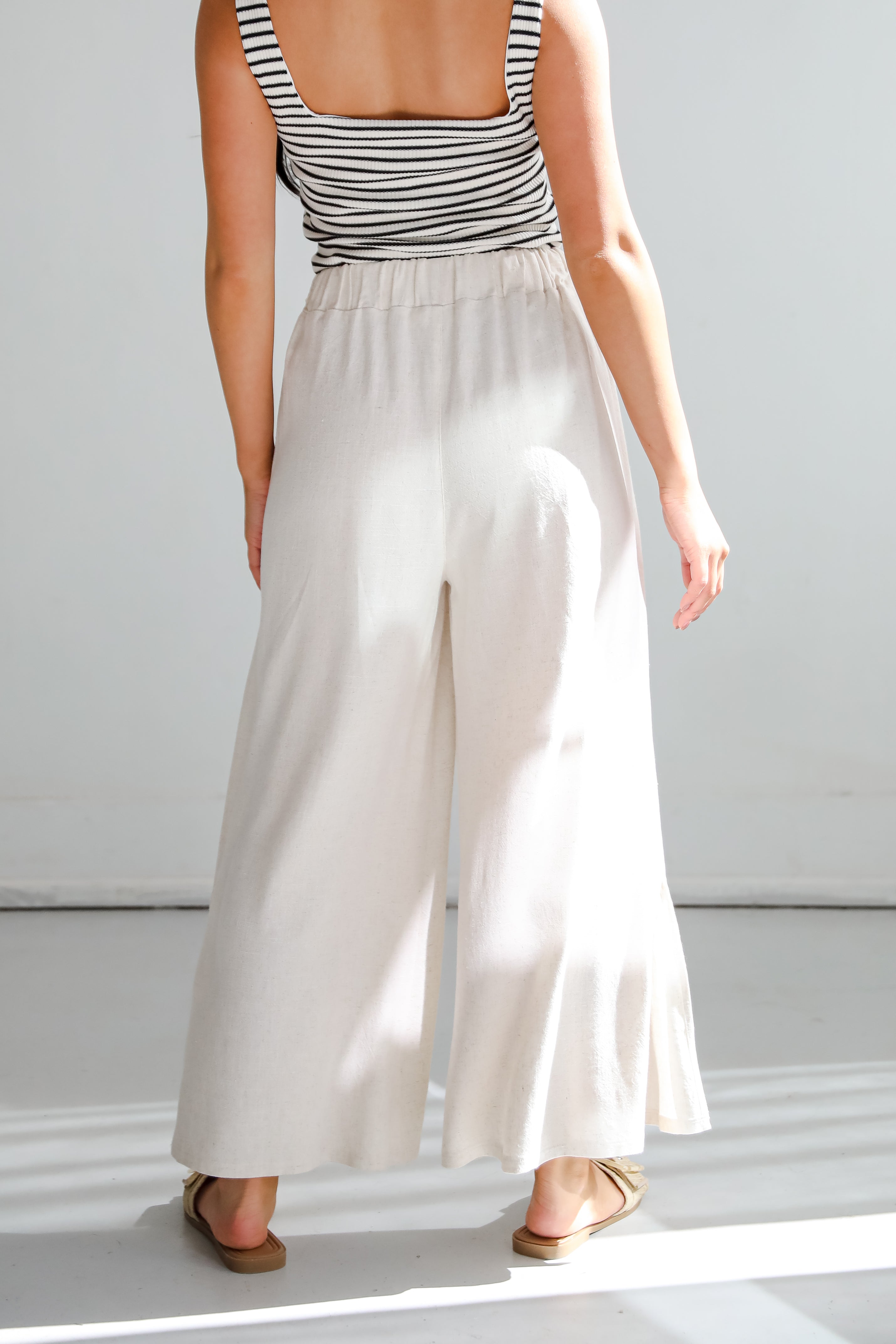 Oatmeal Linen Pants for Women - Comfortable Beachwear & Summer Casual Pants - Perfect for Beach Vacations, Resort Wear, and Relaxing Outdoors