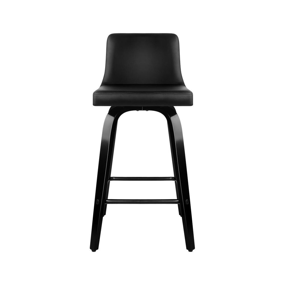 4 Bar Stools for Kitchen Counter - Swivel Leather Bar Stools with Wooden Frame - Perfect for Dining, Breakfast Nook & Home Bar Decor