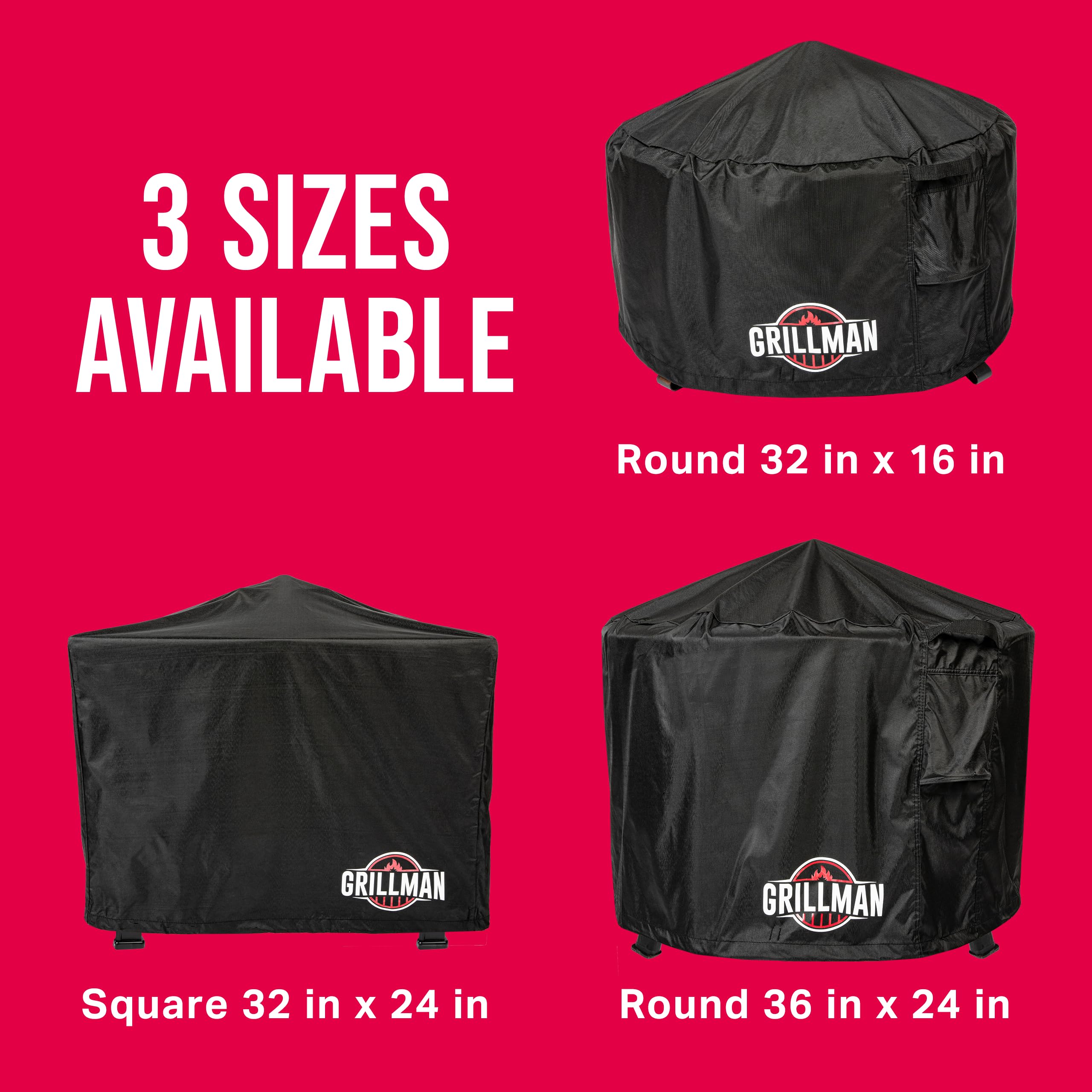 Heavy Duty 600D Polyester Round Fire Pit Cover for 36x24 Inch Outdoor Gas Fire Pits - Weatherproof, UV Resistant Firepit Protection for Patio, Backyard, and Camping Use