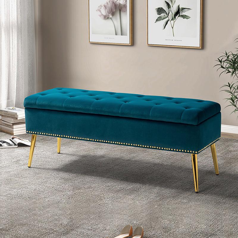 Lenore Upholstered Storage Bench with Cushion Seat - Modern Upholstered Ottoman for Bedroom, Living Room & Entryway - Multi-Functional Storage Furniture for Home Organization