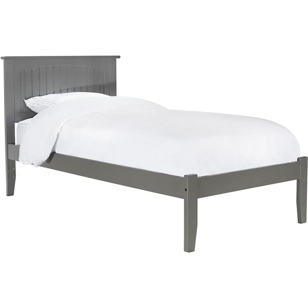 BOWERY HILL Modern Gray Wood Twin XL Platform Bed with USB Charger - Space-Saving Bedroom Furniture for Small Apartments & Guest Rooms