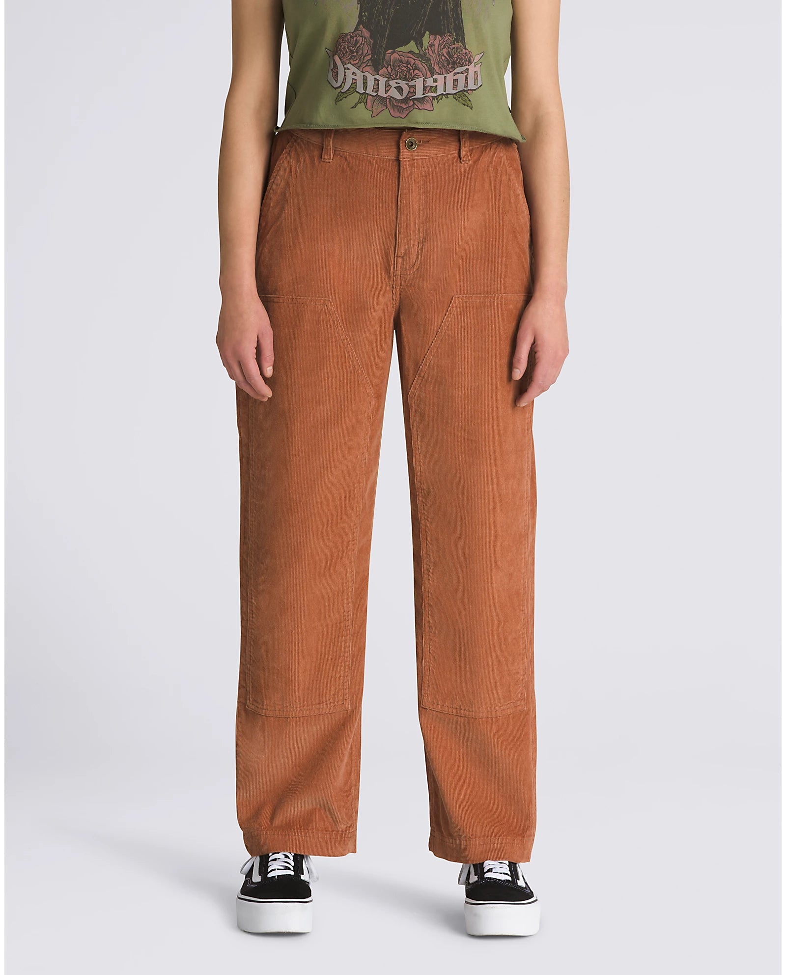 VANS Women's High Road Ground Work Corduroy Pants - Mocha Bisque | Casual Streetwear & Skateboarding Outfit for Everyday Comfort
