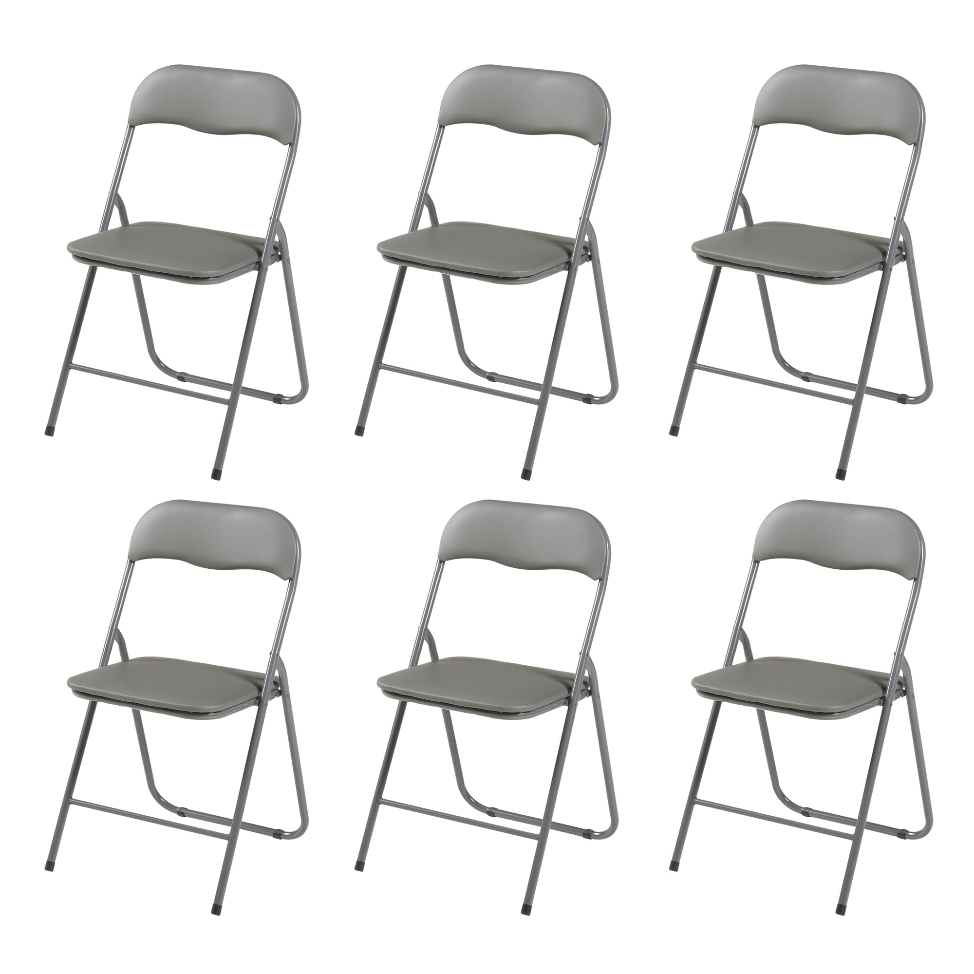 **Panana Folding Chairs with Padded Seat & Back – Heavy-Duty Metal Frame, Indoor & Outdoor Use – Comfortable for Home, Office, Parties, Camping (Grey, 6-Pack)**