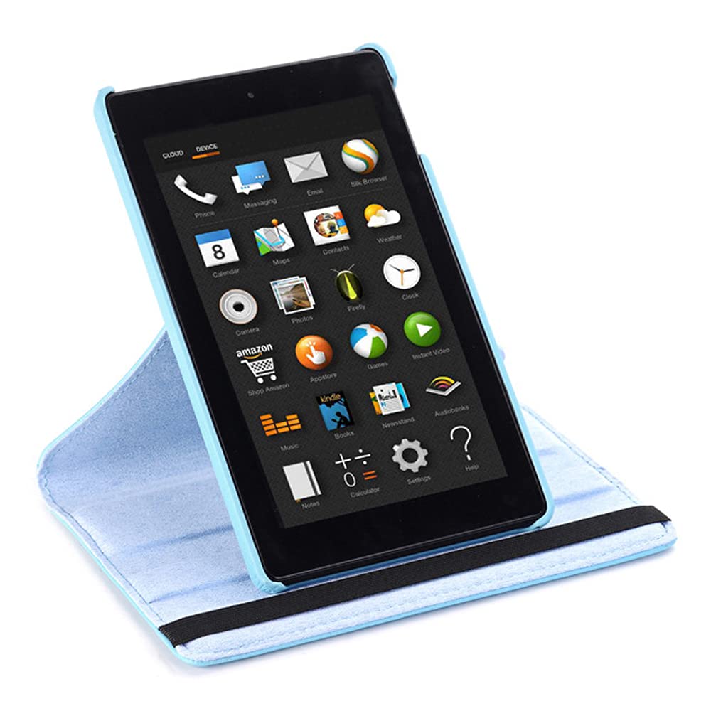 360° Rotating Ultra Slim Leather Case for Kindle Fire 7 (7th/9th Gen 2017/2019) - Folio Stand Cover with Auto Sleep/Wake (Ro-Green) | Perfect for Reading, Travel & Home Use