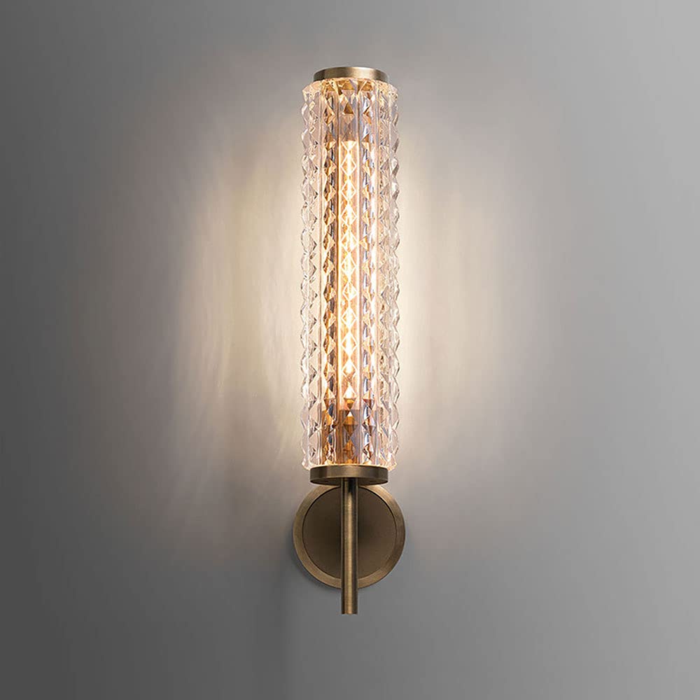 Nordic Style Glass Crystal Wall Sconce Lighting Fixture - Gold E14 Geometric Semi-Flush Mount Lamp for Living Room, Bedroom, Hallway & Hotel Decor | Modern Wall Lighting for Ambient & Accent Illumination