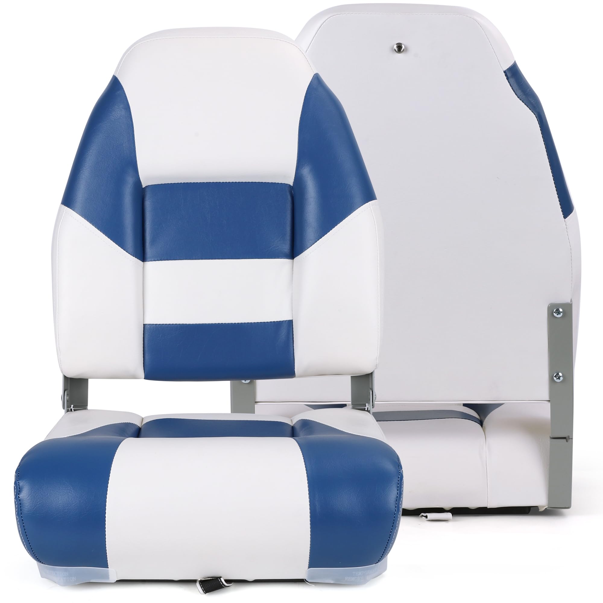 NORTHCAPTAIN Deluxe Marine High Back Folding Fishing Boat Seat Pair with Stainless Steel Screws - Comfortable Boat Seating for Fishing, Boating & Water Sports