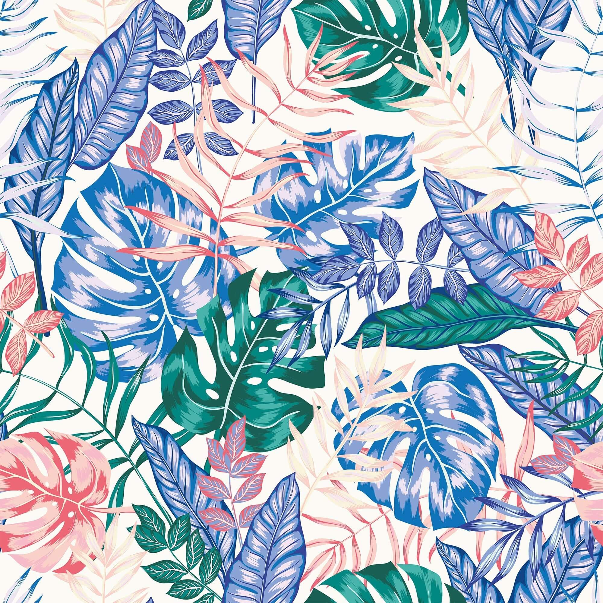 Blue and Pink Floral Peel and Stick Removable Wallpaper - Self-Adhesive Decorative Wall Covering for Bedroom, Nursery, Living Room & Home Decor