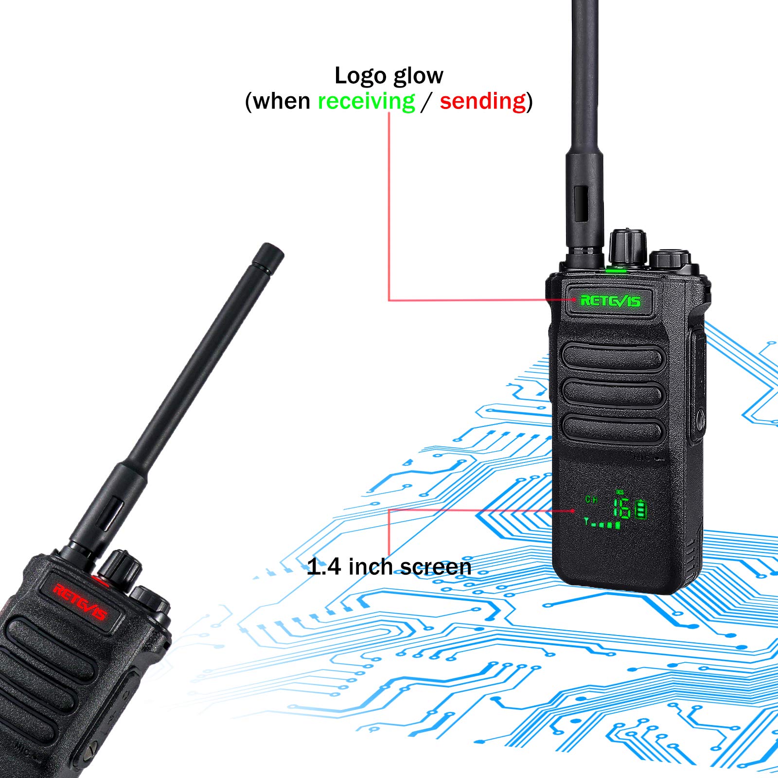 Retevis RT86 Long Range Two Way Radios - High Power Walkie Talkies with 2600mAh Rechargeable Battery, Remote Alarm & Flashlight - Handheld 2 Way Radio for Off-Roading, Overland, Farm, Hunting, Hiking & Outdoor Adventures (2 Pack)