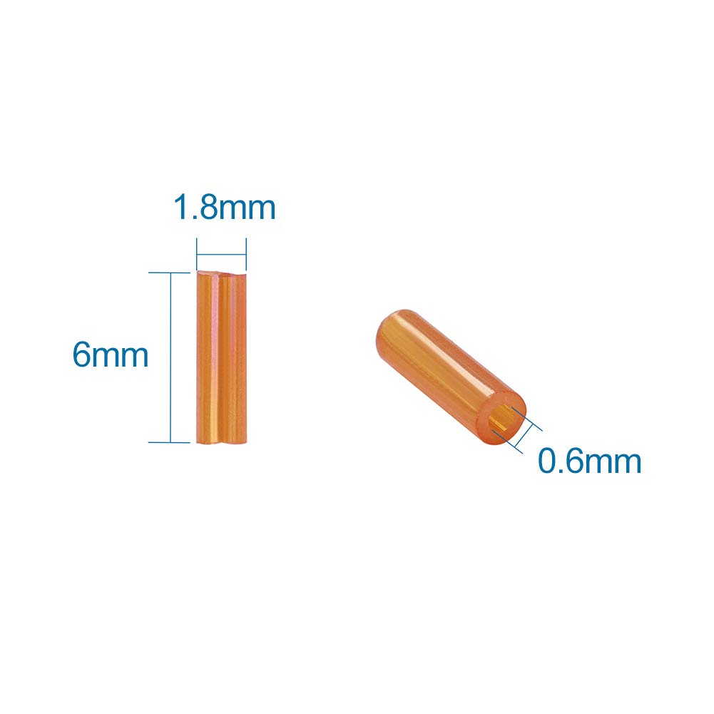 1250pcs Rainbow Glass Bugle Beads 6x1.8mm - AB Color Transparent Seed Spacer Beads for Jewelry Making (Orange) - DIY Bracelets, Necklaces, Earrings & Crafts - 50g Loose Glass Beads Bulk Supplies