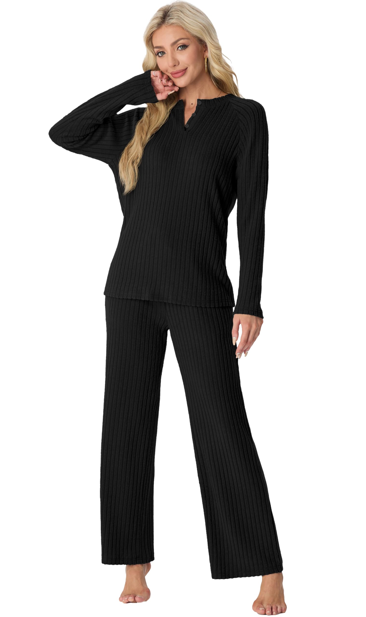 PrinStory Women's Pajama Sets - Soft Long Sleeve Winter Pajamas for Women, Cozy 2-Piece Lounge Set | Perfect for Sleepwear, Relaxing at Home & Gift Giving