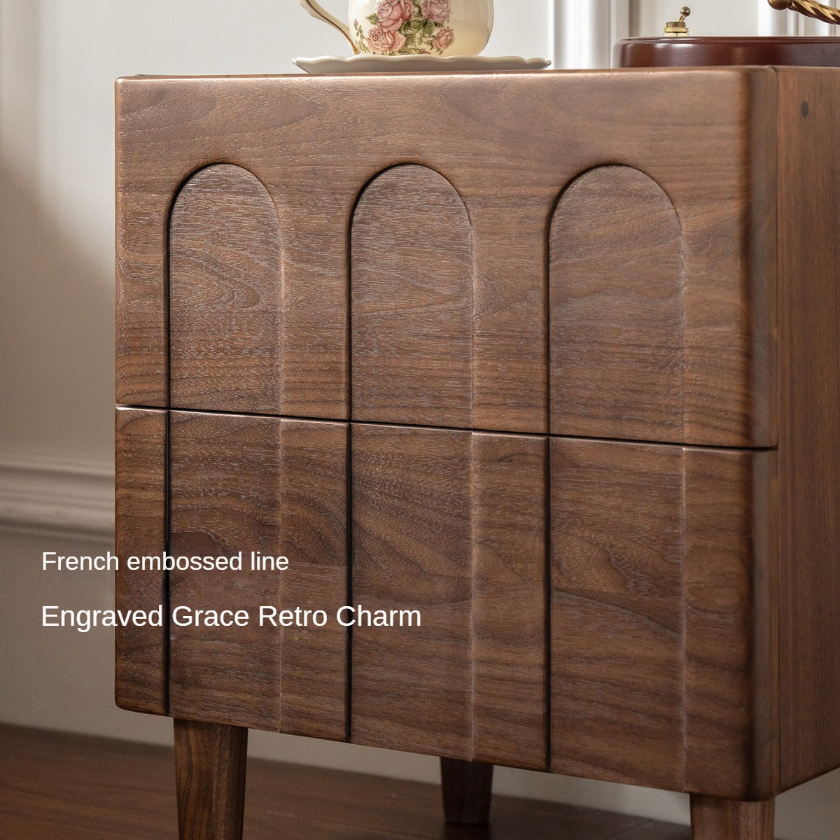 Black Walnut Solid Wood Modern Minimalist Nightstand - Bedside Table for Bedroom with Storage Shelf | Perfect for Small Spaces, Apartments & Guest Rooms