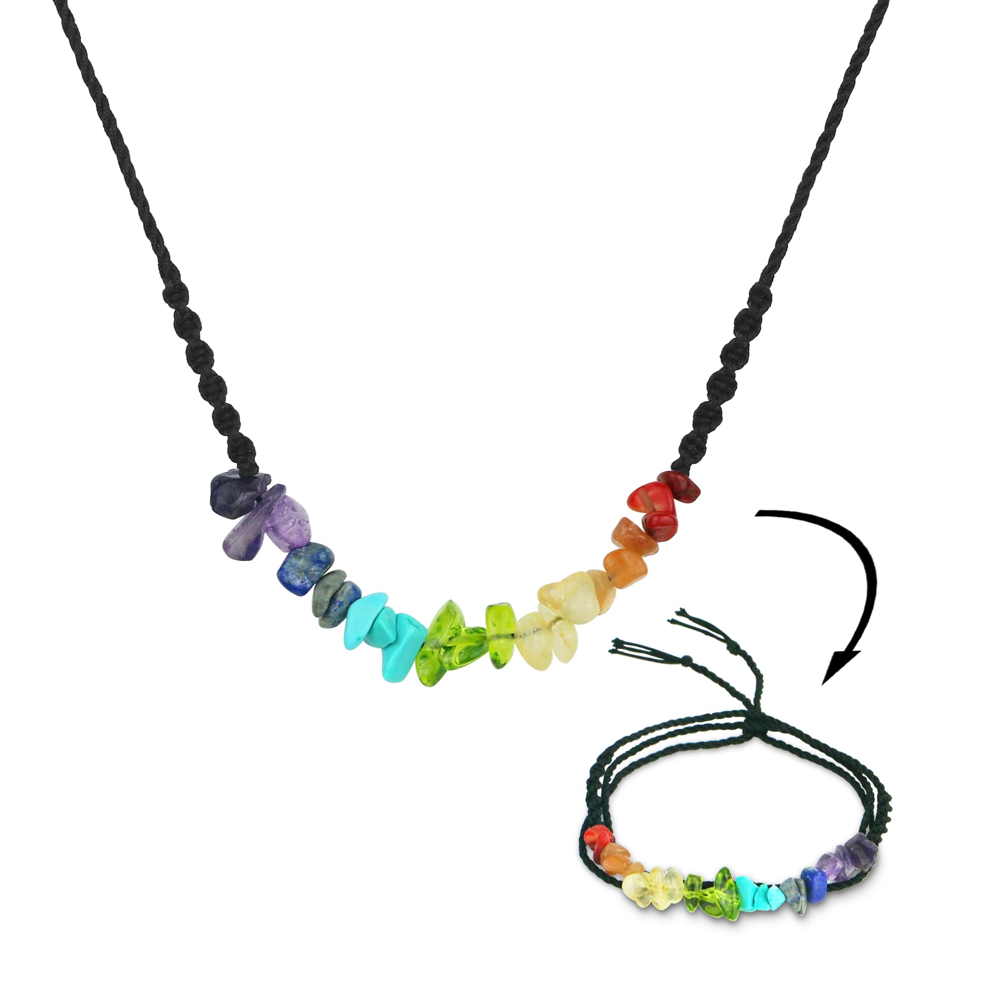 SmileBelle Adjustable Chakra Jewelry Set - Boho Crystal Necklace, Bracelet & Anklet for Women | Spiritual Healing, Yoga Meditation Accessories | Perfect Birthday Gift for Her