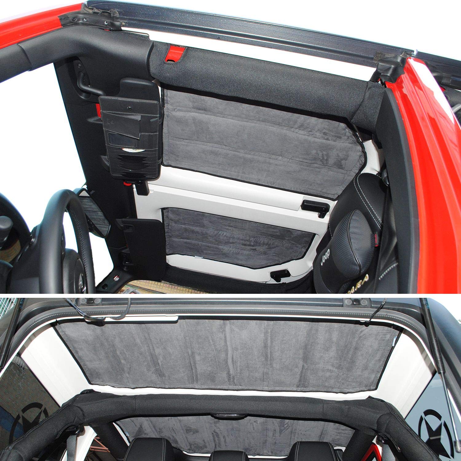 JeCar Jeep JK Headliner - Hardtop Roof Heat Insulation Kit for 2012-2018 Jeep Wrangler JK & Unlimited 4-Door (Grey) | Noise Reduction & Temperature Control for Off-Road Adventures & Daily Commuting