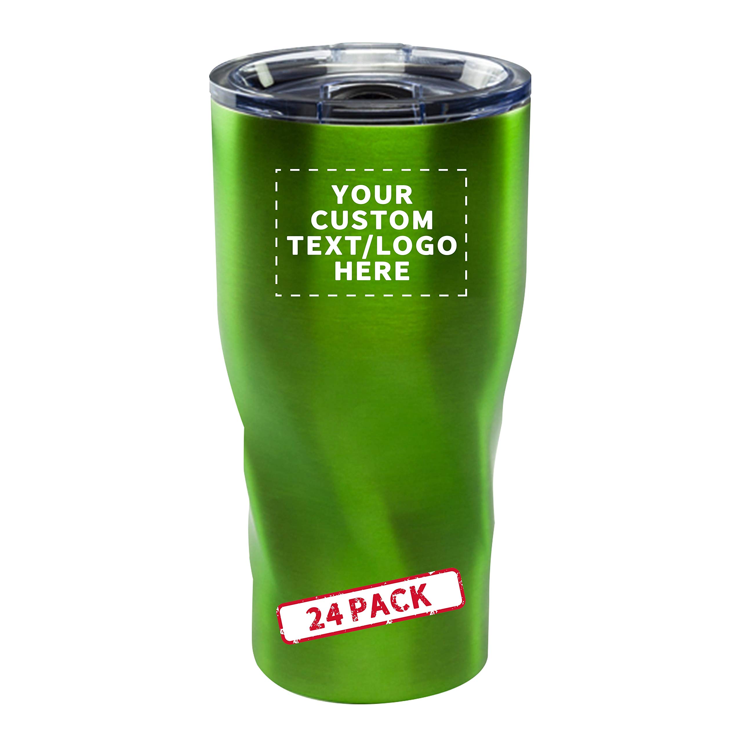 Custom 20 oz. Vacuum Insulated Travel Mugs - 24 Pack with Personalized Text & Logo - Green - Perfect for Corporate Gifts, Promotional Events & Outdoor Activities